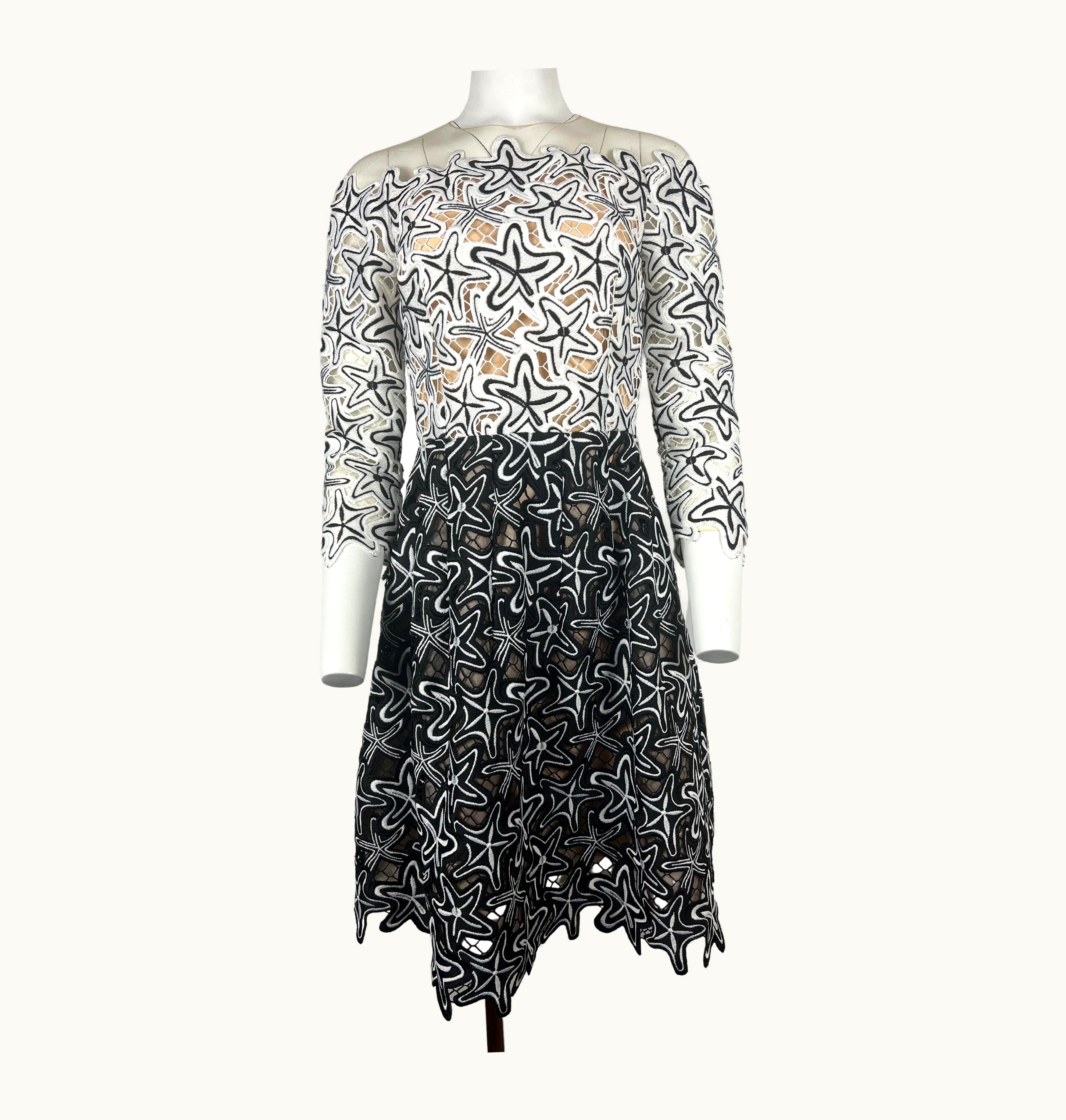 Oscar De La Renta Oscar De La Renta Black And White Mini Dress