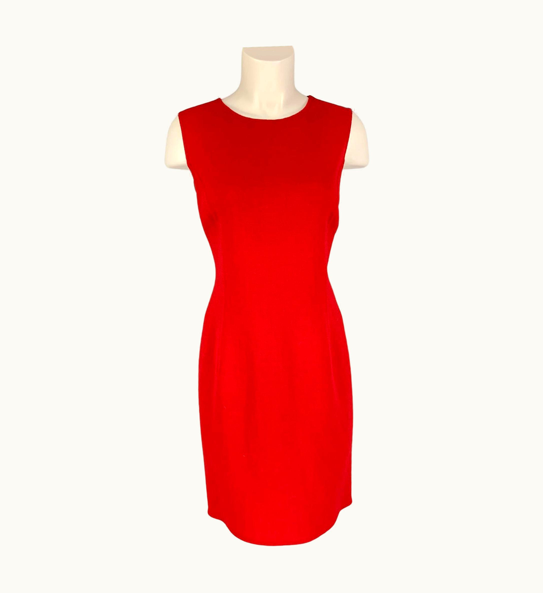 Oscar De La Renta Oscar De La Renta Red Virgin Wool Blend Shift Dress