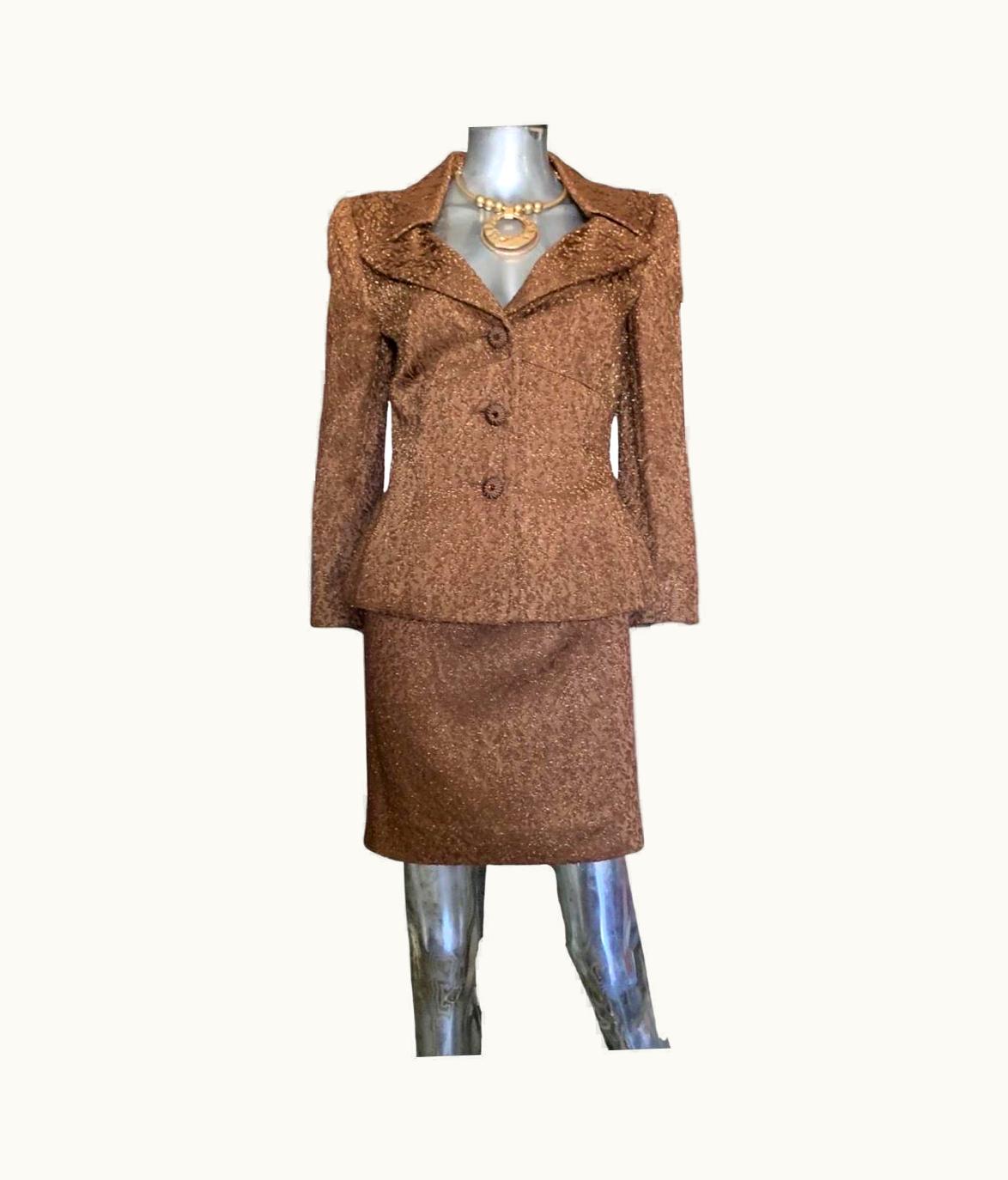 Oscar De La Renta Oscar De La Renta Copper Metallic Skirt Suit, Neiman Marcus