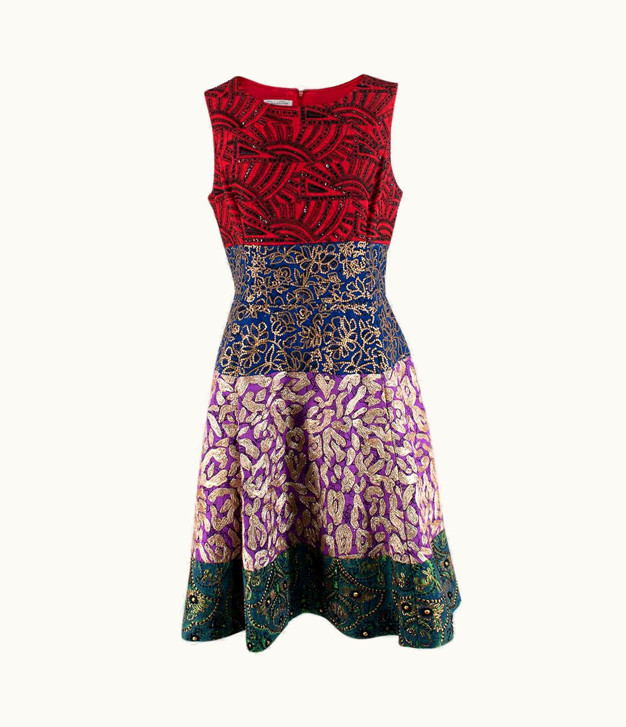 Oscar De La Renta Oscar De La Renta Multicolour A-Line Embellished Dress - Us