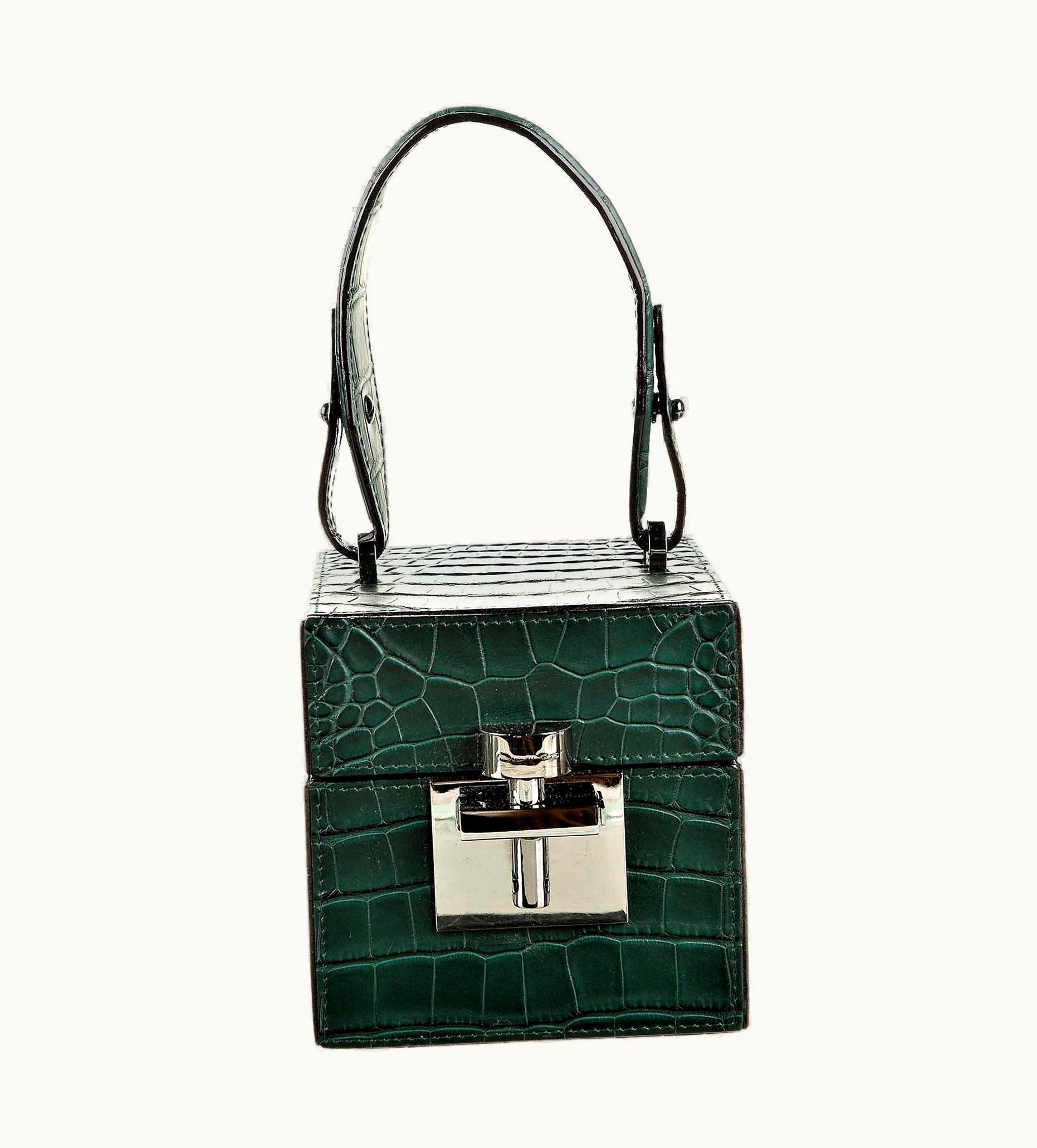Oscar De La Renta $9690 Oscar De La Renta Green Alligator Alibi Bag WS/S Box & Tags