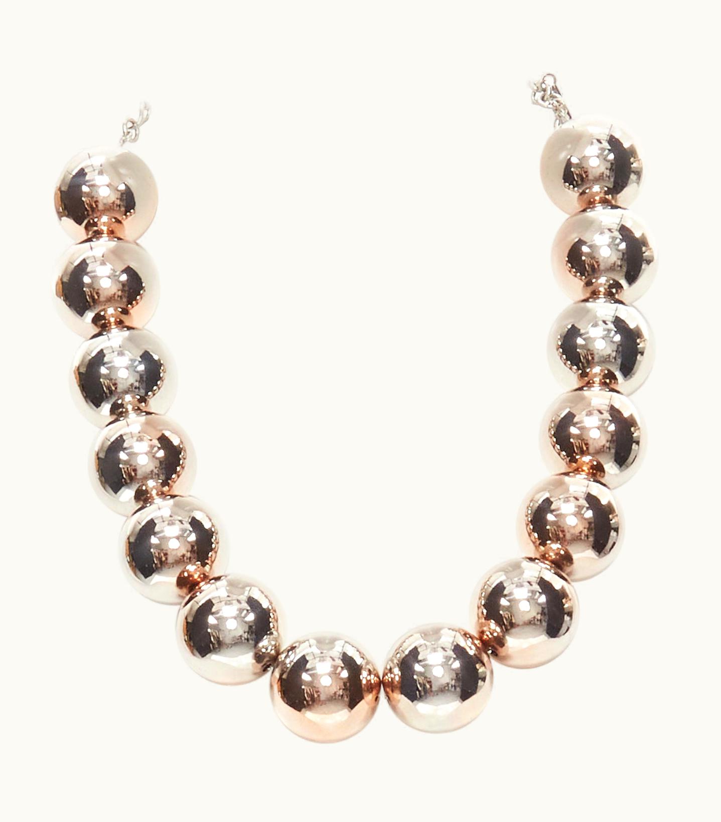 Oscar De La Renta Oscar De La Renta Bold Beaded Single Strand Silver Xl Ball Statement Necklace