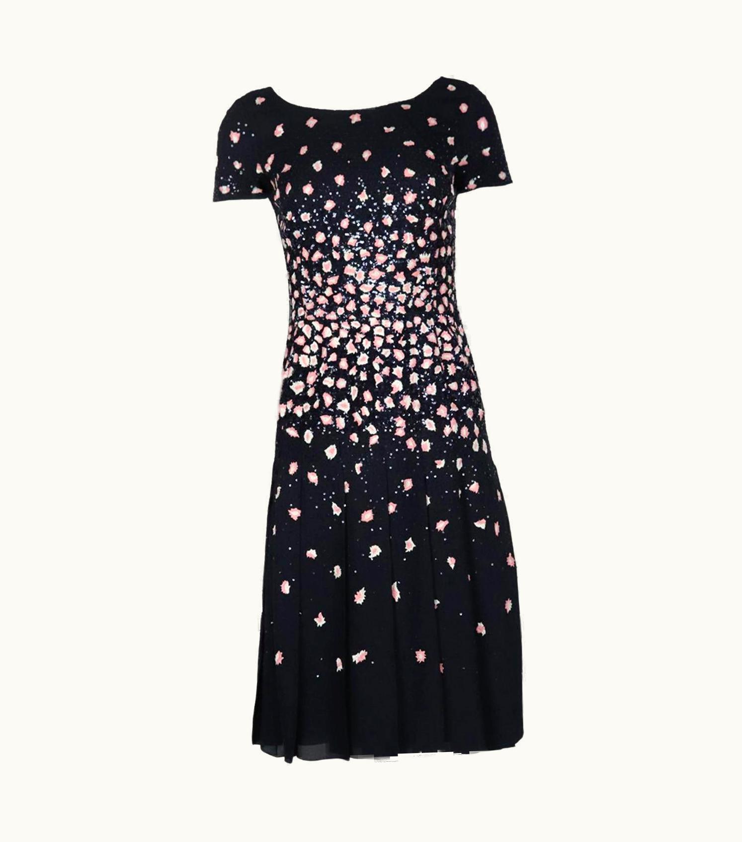 Oscar De La Renta Oscar De La Renta Sequined Pleated Silk Midi Dress Uk