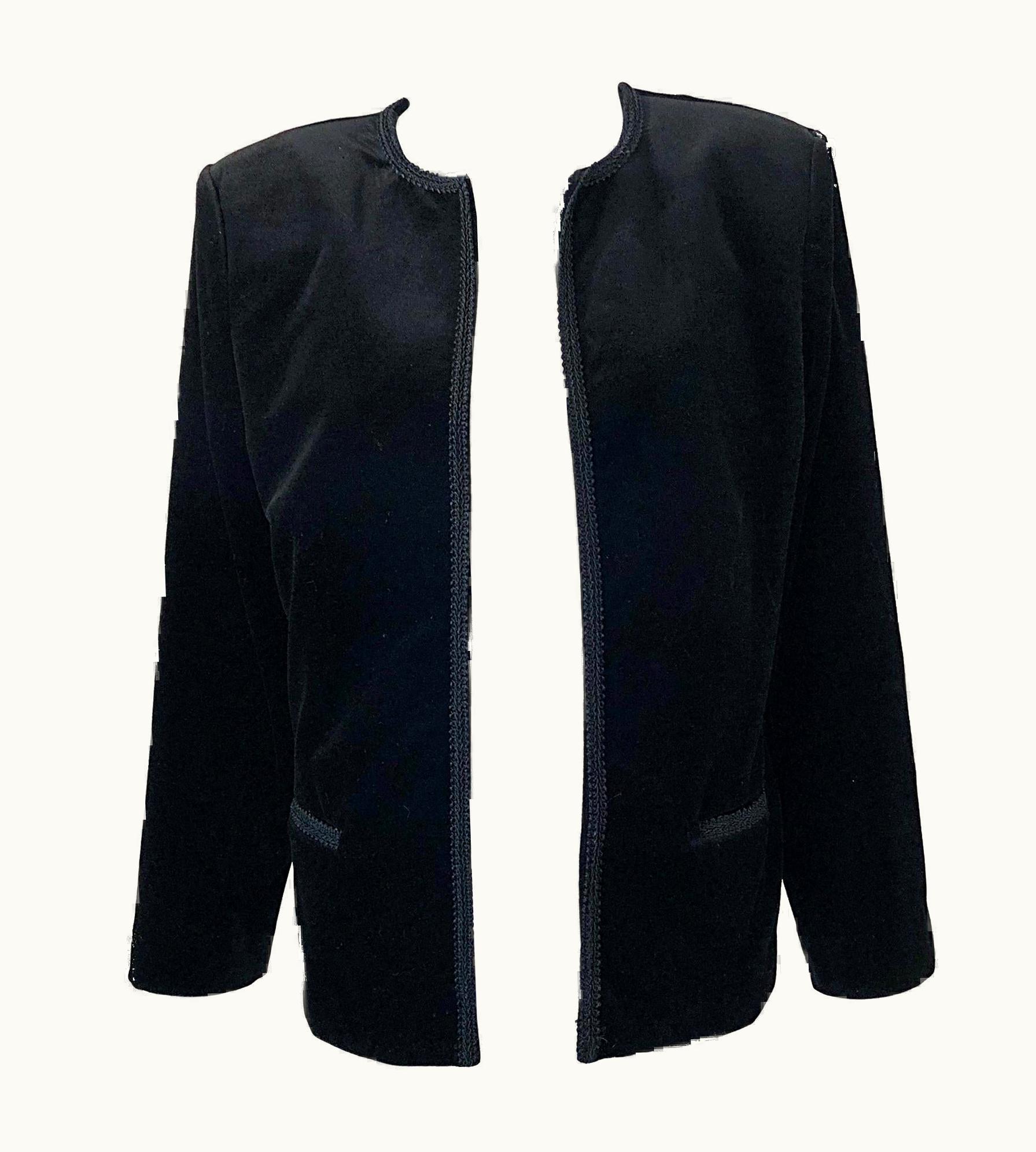 Oscar De La Renta 1980s Oscar De La Renta Size 16 Black Velvet Embroidered Vintage 80s Jacket
