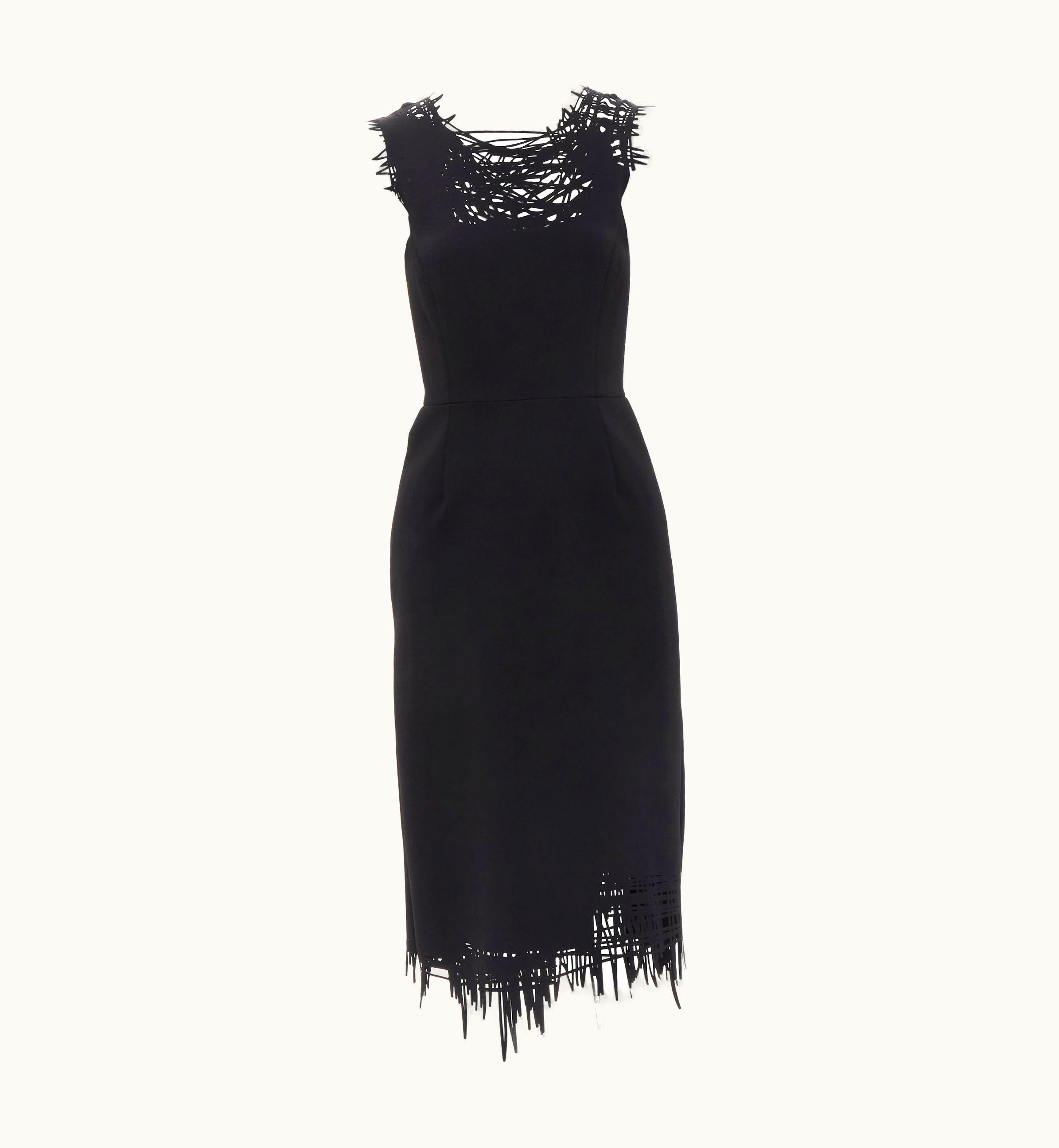 Oscar De La Renta Oscar De La Renta Laser Cut Scribble Cut Out Scuba Sheath Pencil Dress