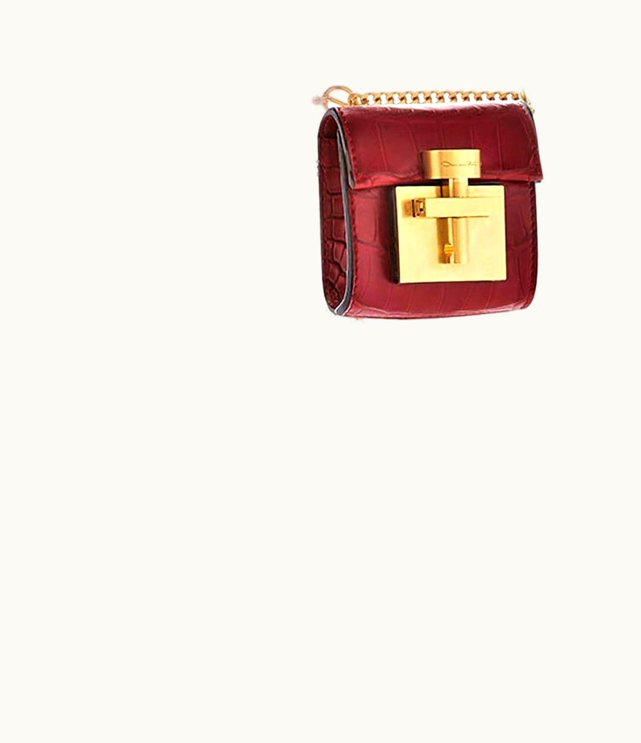 Oscar De La Renta $4290 Oscar De La Renta Red Alligator Alibi Belt Bag & Cross Body Bag UZ0605401