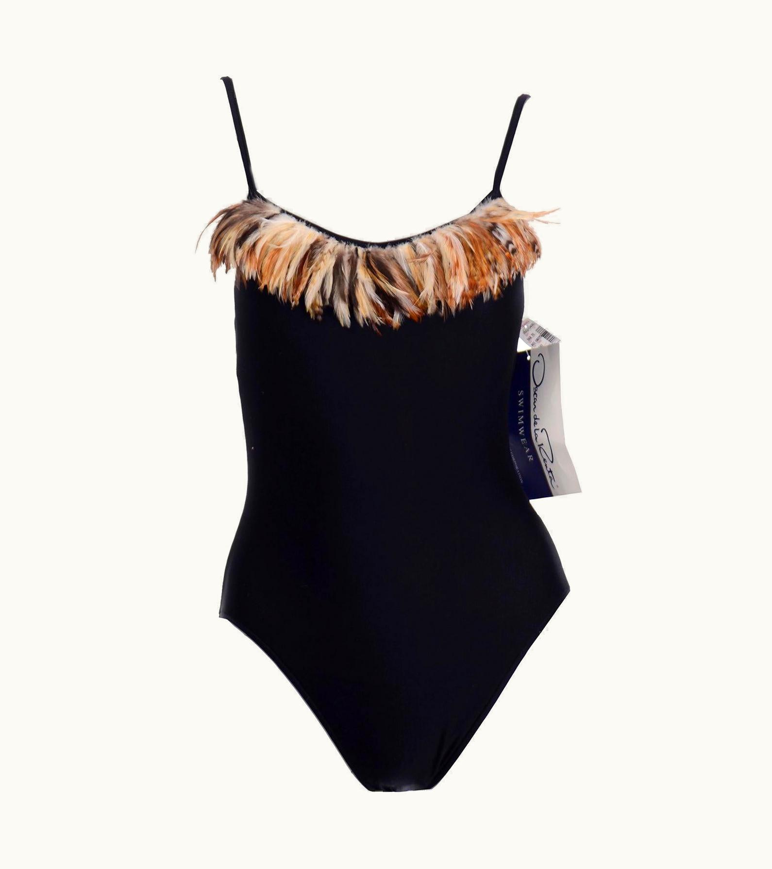 Oscar De La Renta Oscar De La Renta Vintage One Piece Swimsuit W Feathers With Original Tags