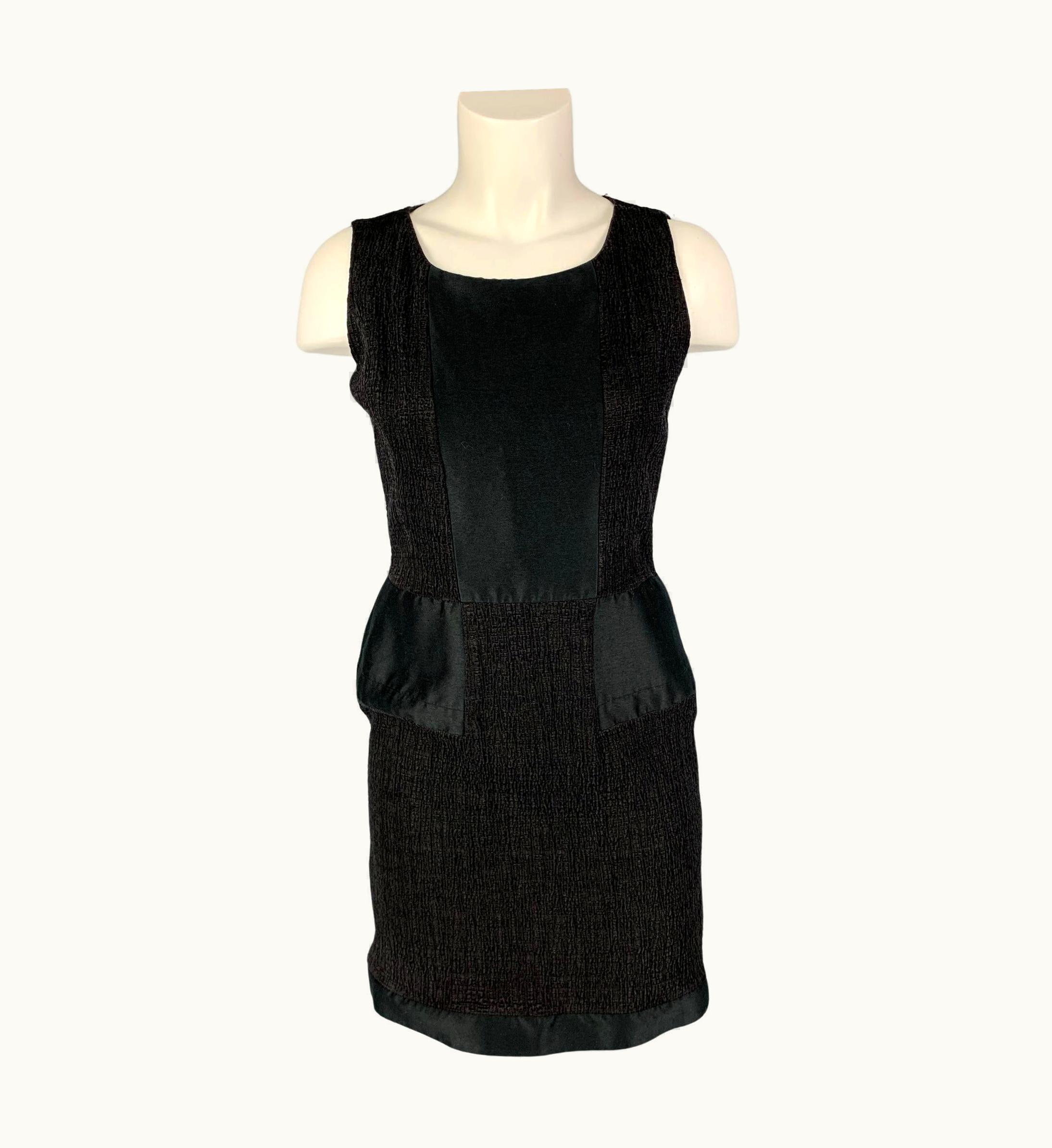 Oscar De La Renta Oscar De La Renta S/S 11 Black Cotton Silk Textured Sheath Dress