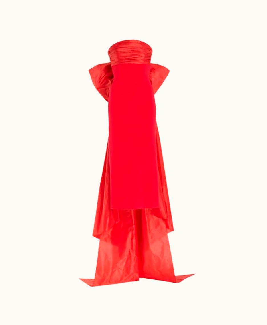 Oscar De La Renta Oscar De La Renta Bow - Detailed Taffeta And Knit Red Gown