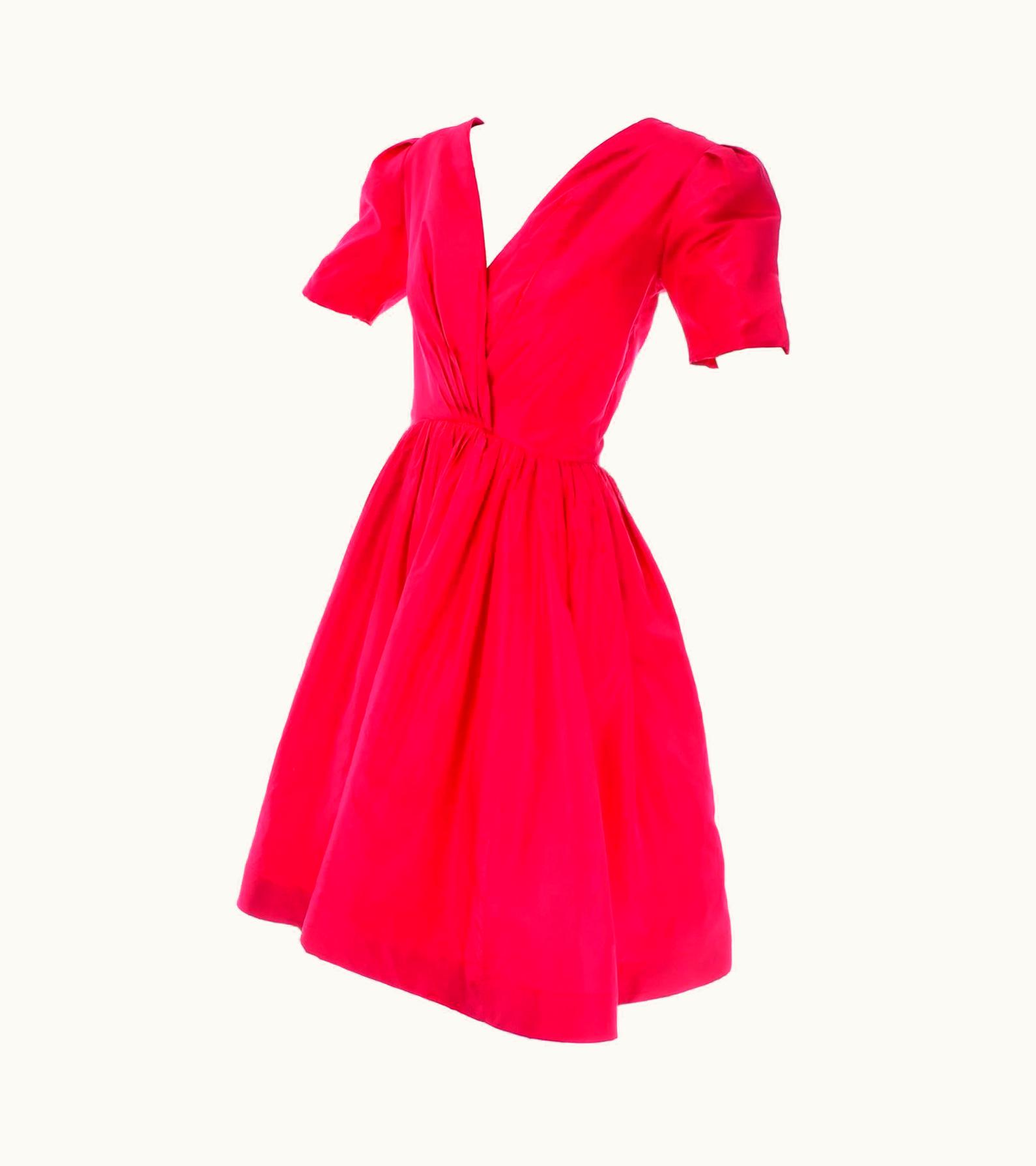 Oscar De La Renta Oscar De La Renta Vintage Red Silk Party Dress From Bonwit Teller In S/S6