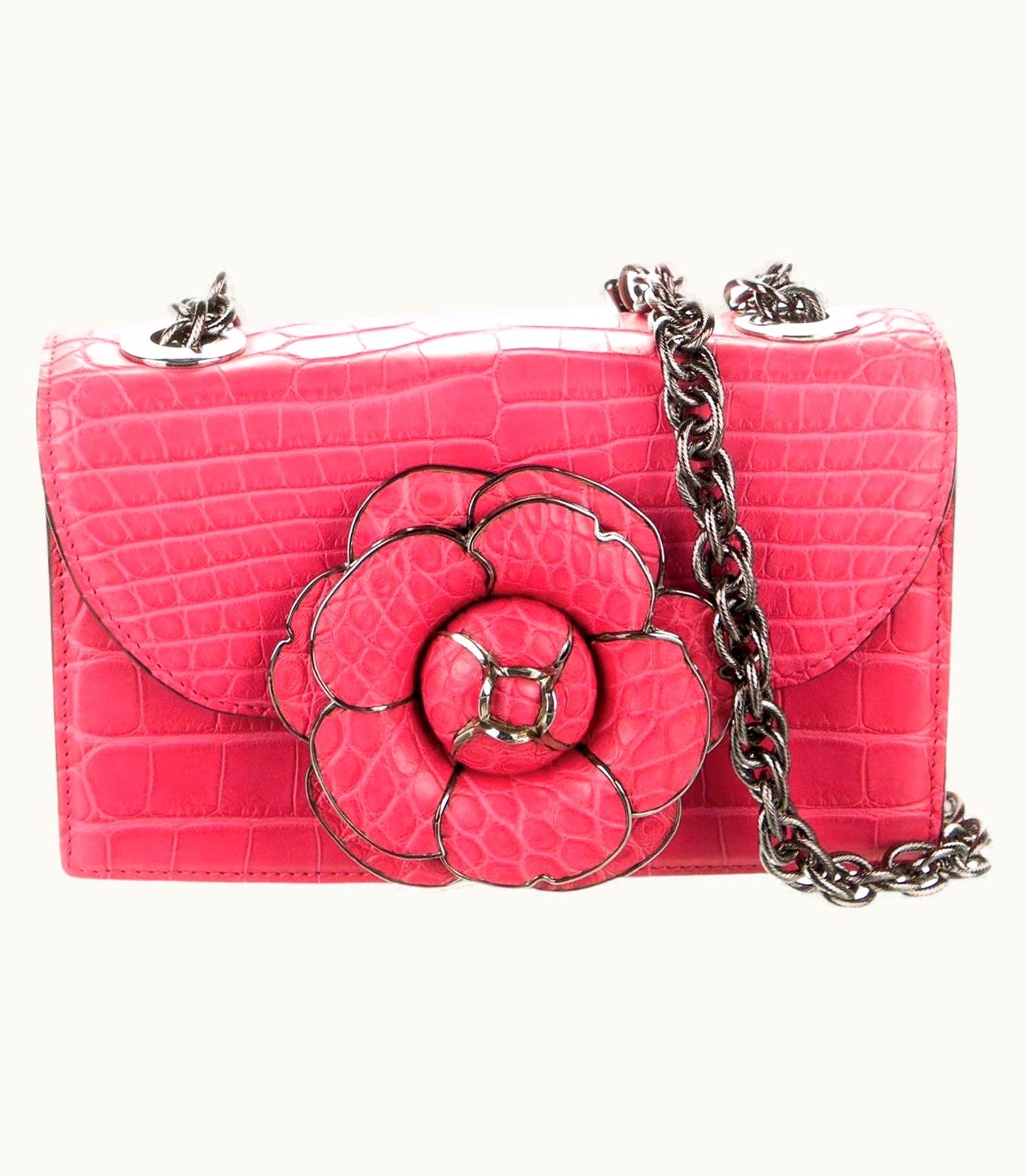 Oscar De La Renta $8999 Oscar De La Renta Pink Alligator Tro Bag WS/S Box & Tags