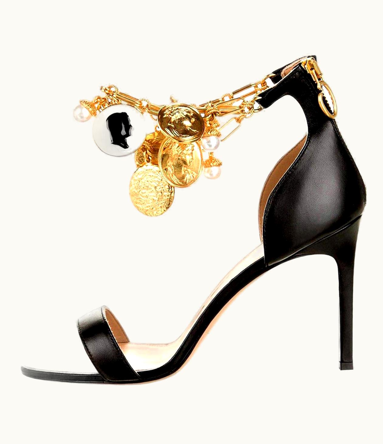 Oscar De La Renta Oscar De La Renta 2019 Gold And Black Runway Coin Heel Pumps $1595 UZ0605495