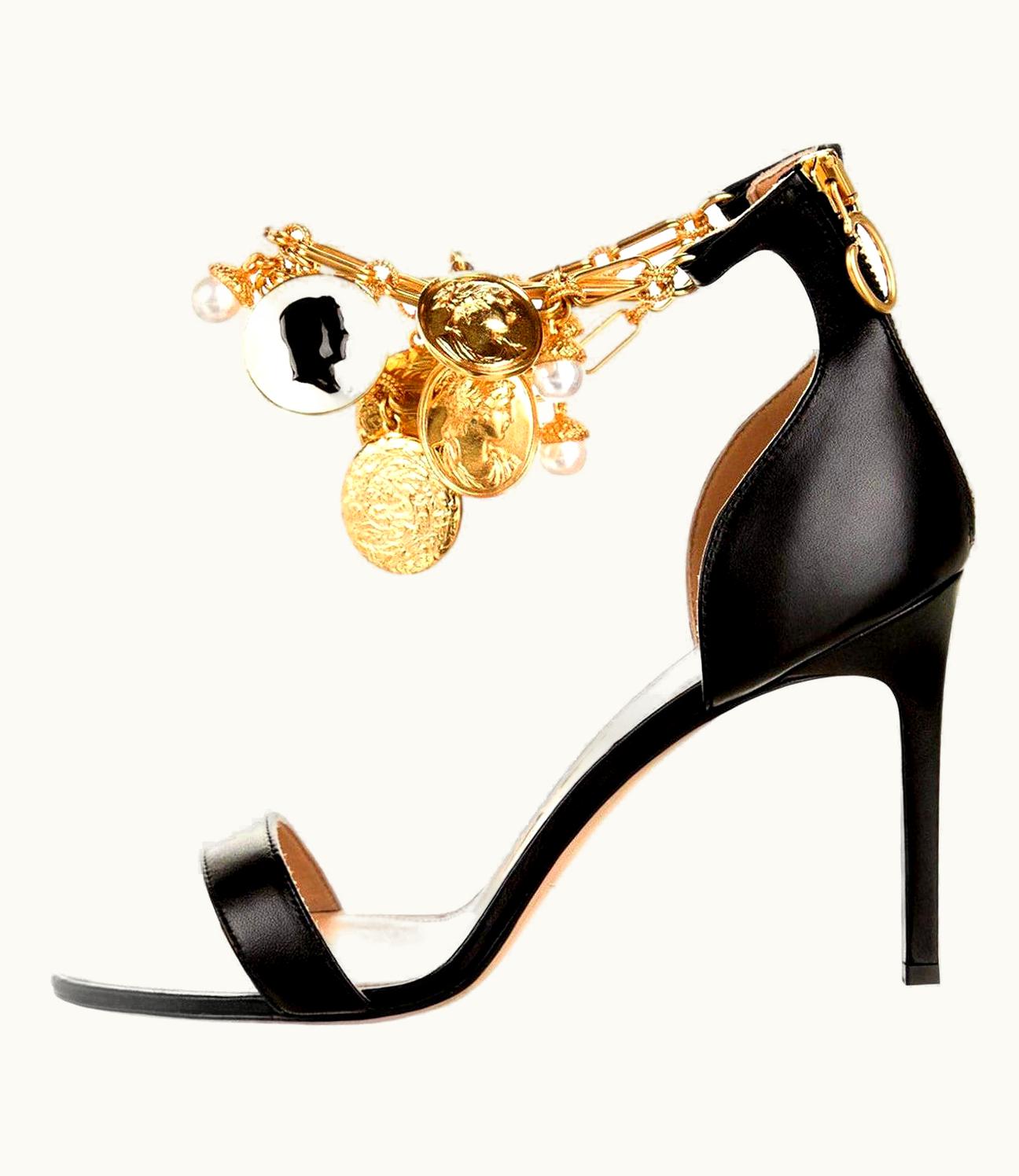 Oscar De La Renta Oscar De La Renta 2019 Gold And Black Runway Coin Heel Pumps .5 $1595