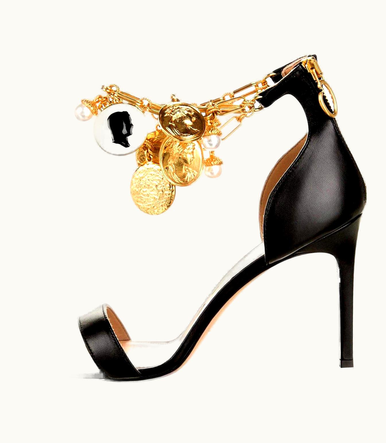 Oscar De La Renta Oscar De La Renta 2019 Gold And Black Runway Coin Heel Pumps $1595 UZ0605497