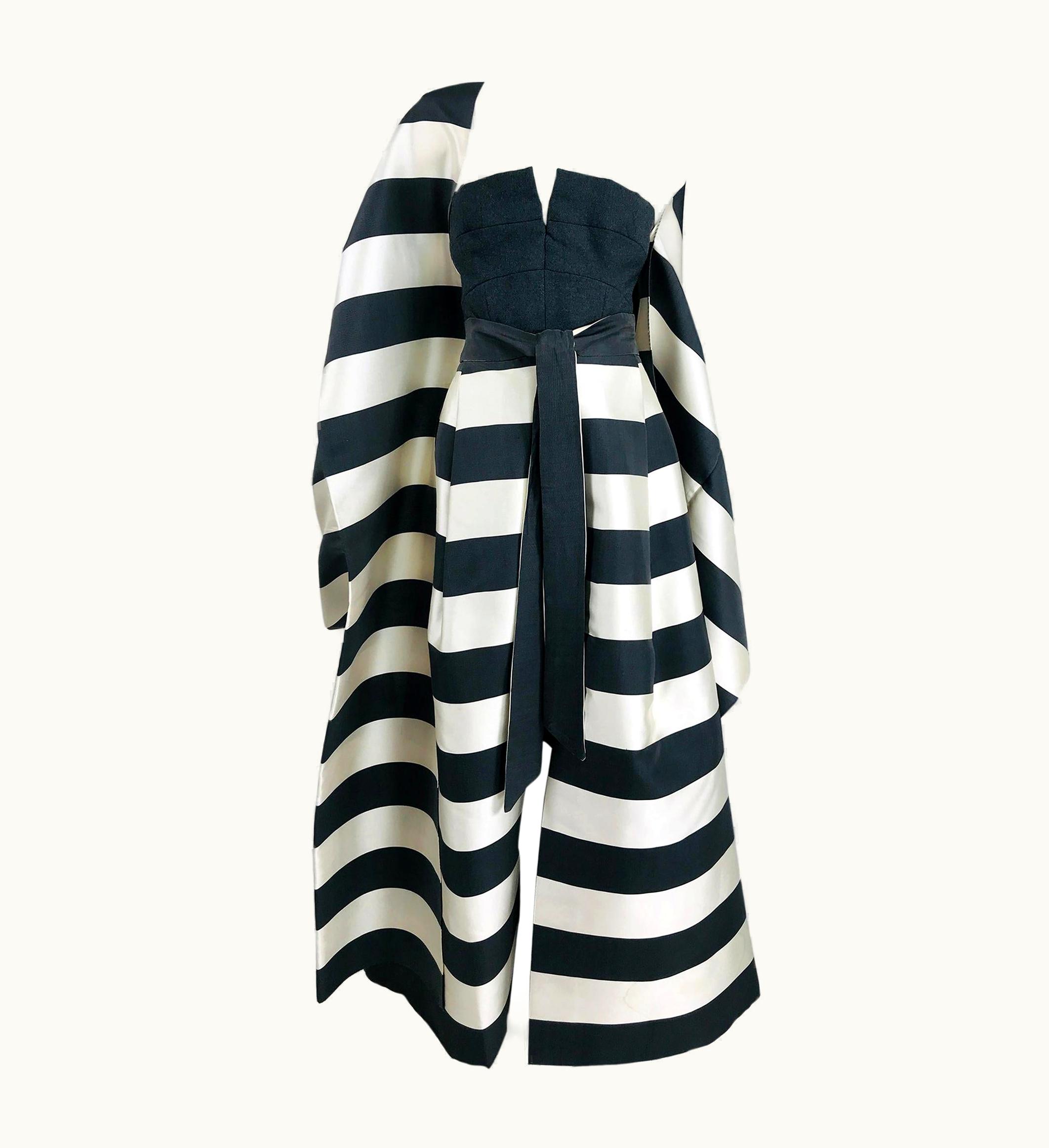 Oscar De La Renta Vintage Oscar De La Renta Silk Stripe Open Front Skirt Shawl And Dress