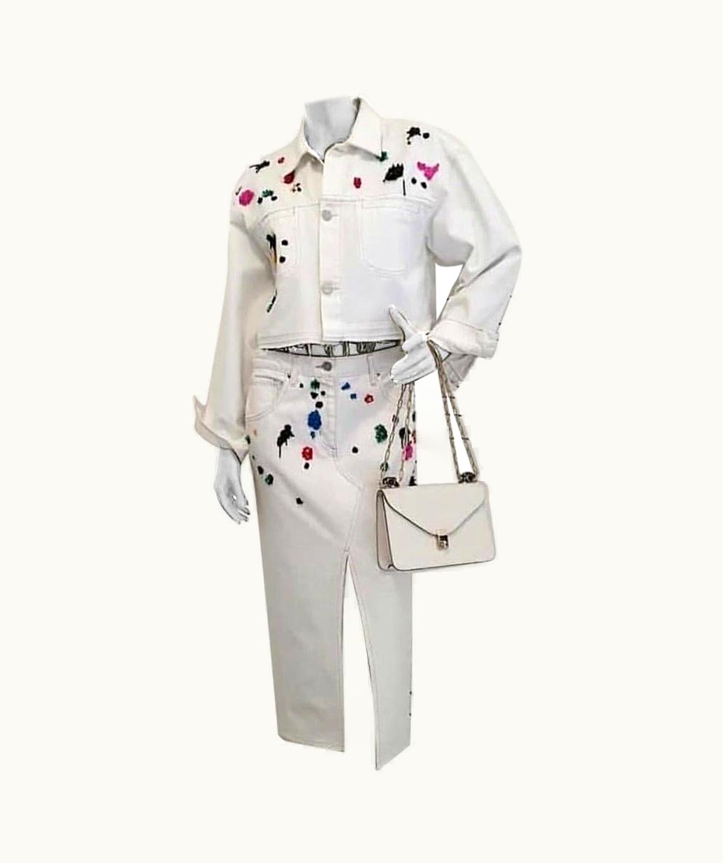 Oscar De La Renta Oscar De La Renta Cotton Jacket Skirt Suit