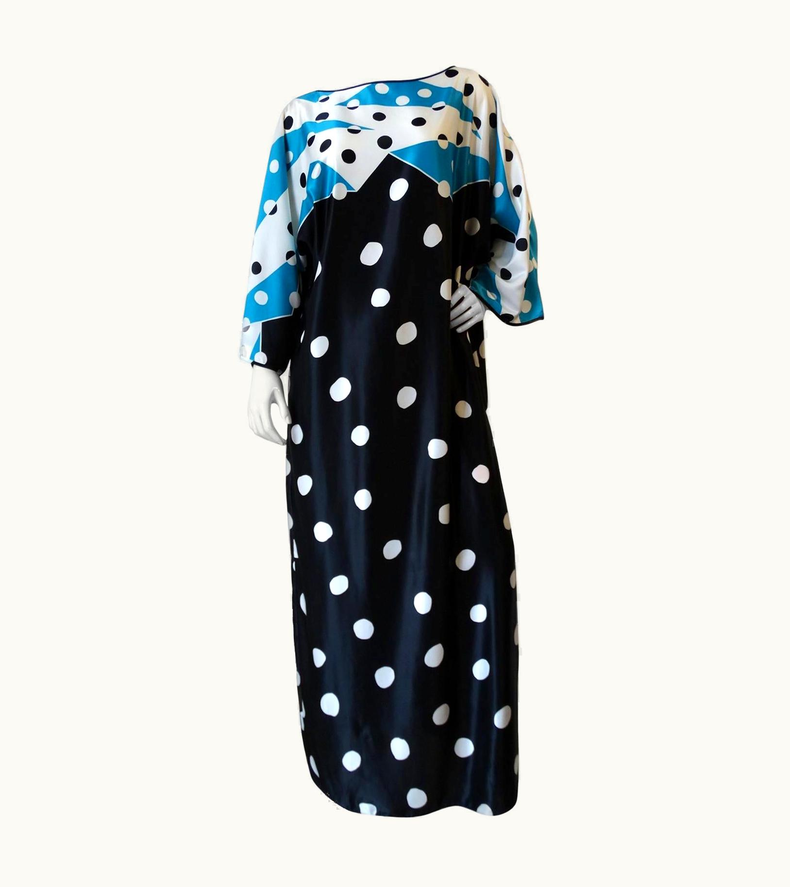 Oscar De La Renta 1980s Oscar De La Renta Polka Dot Kaftan
