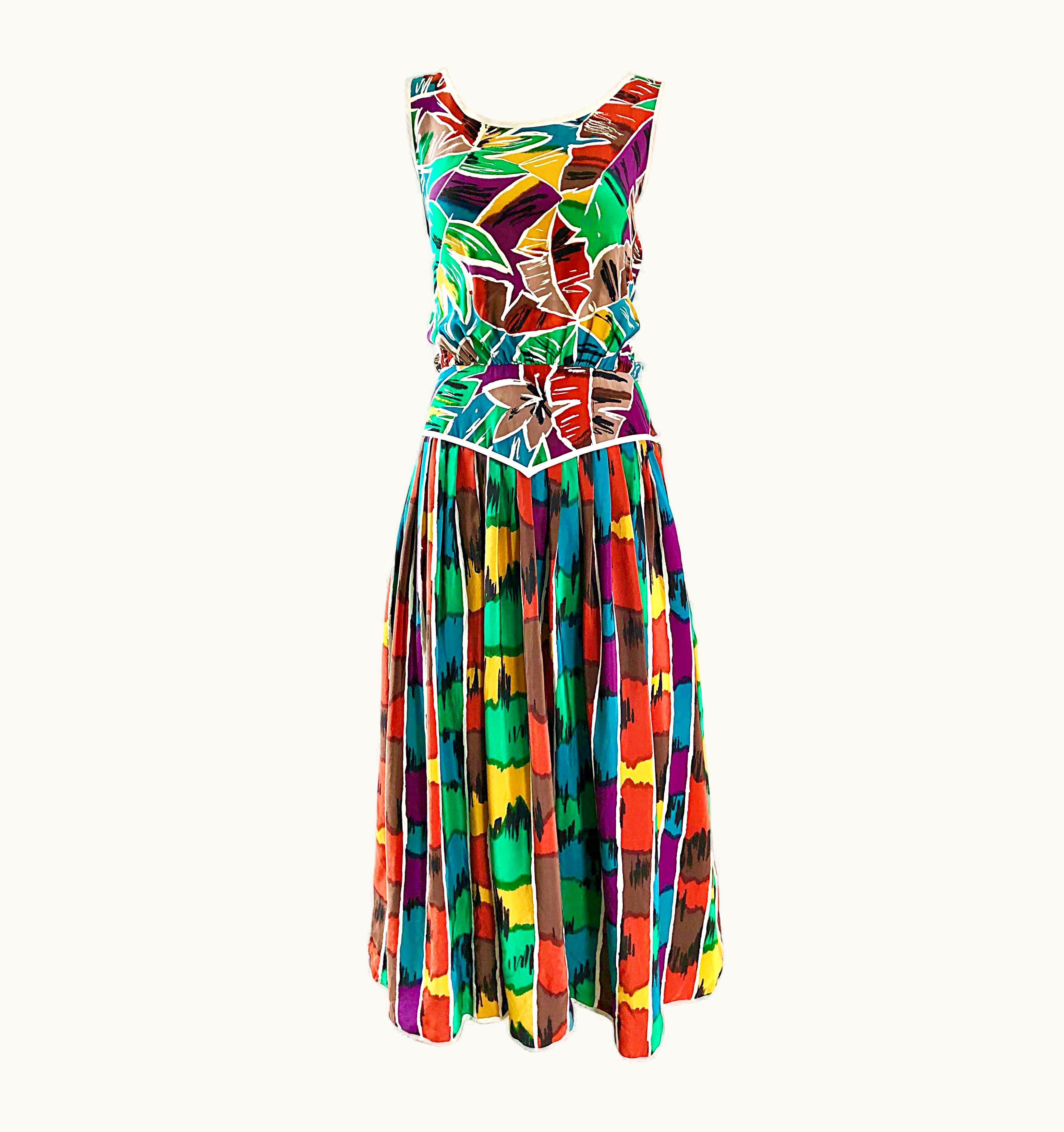 Oscar De La Renta Vintage Oscar De La Renta Miss O S/S 10 Kaleidoscope Print Silk Dress