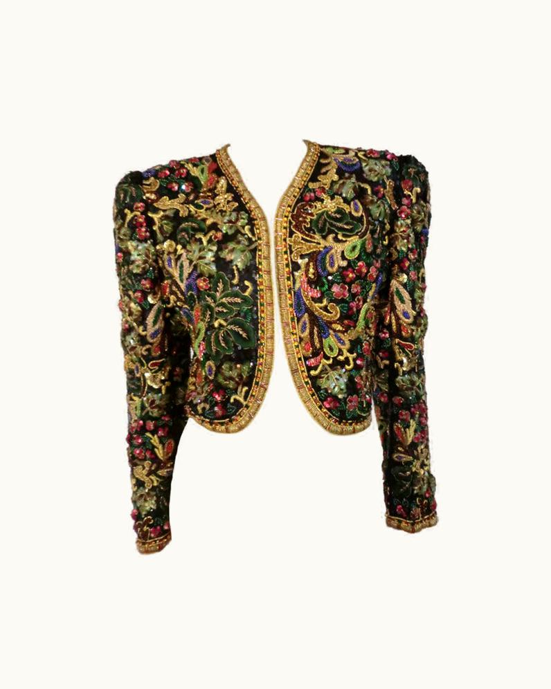 Oscar De La Renta 1983 Oscar De La Renta Heavily Embroidered And Beaded Evening Bolero