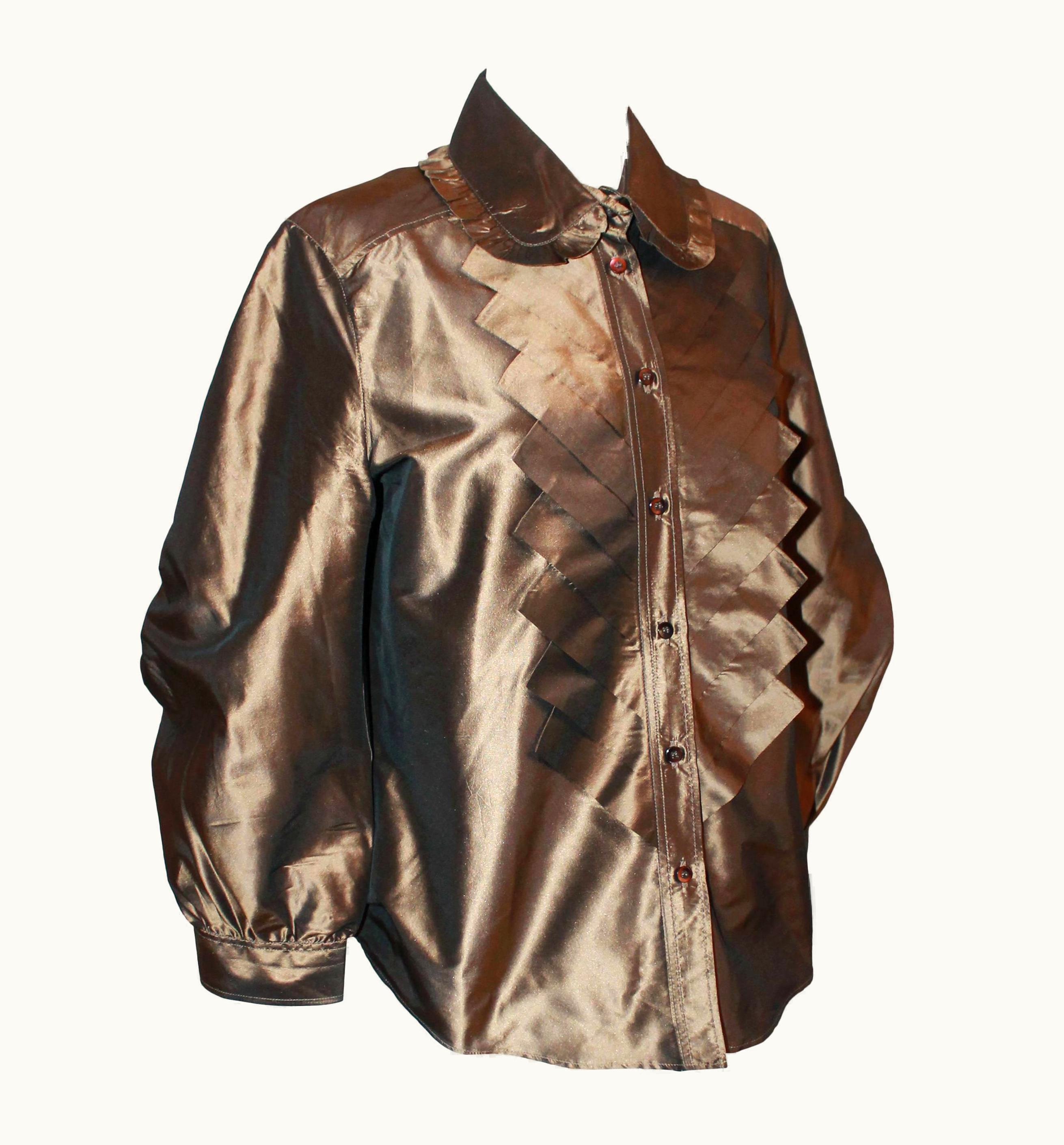 Oscar De La Renta Oscar De La Renta Bronze Blouse