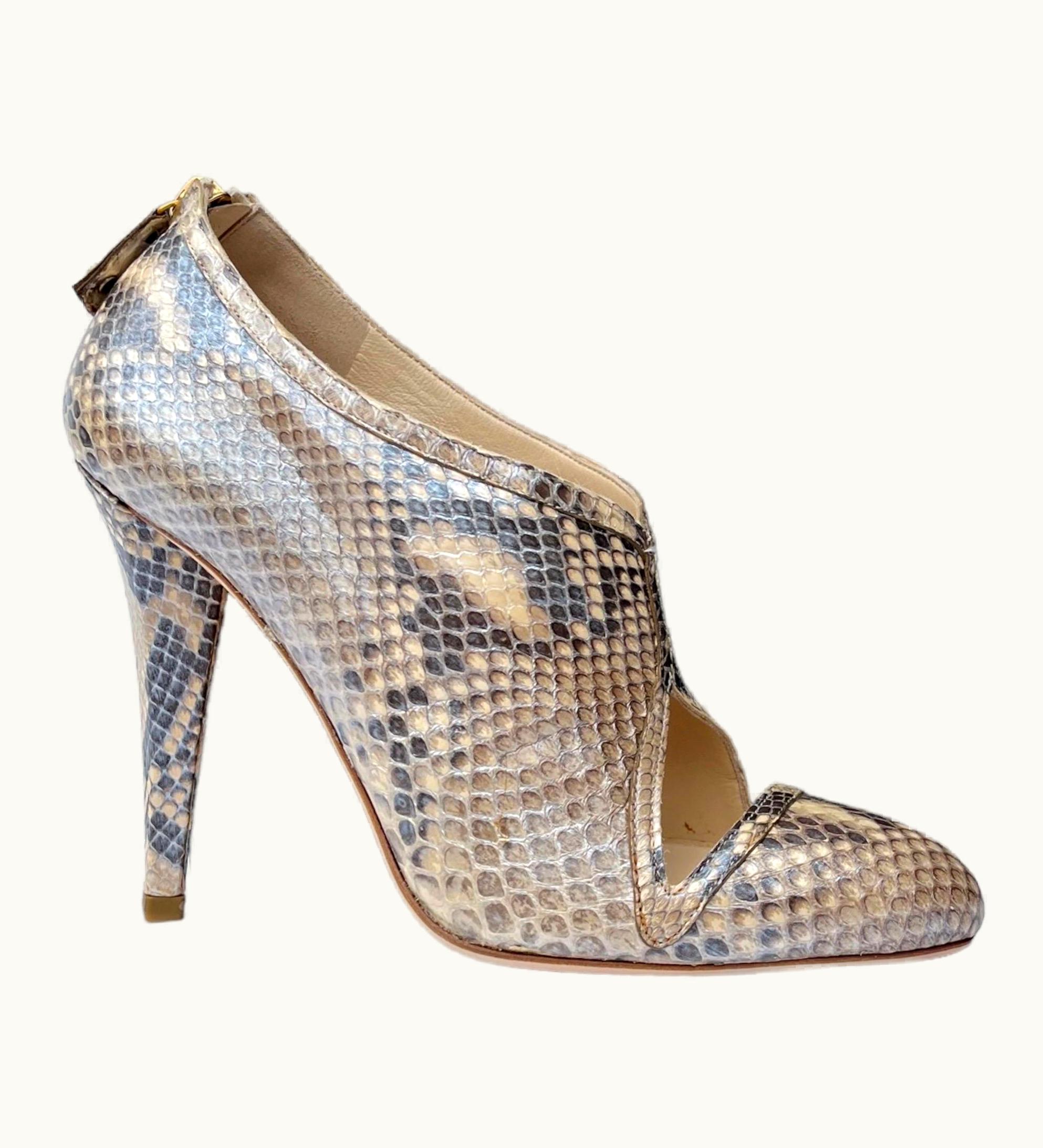 Oscar De La Renta Oscar De La Renta Nude Python Bootie