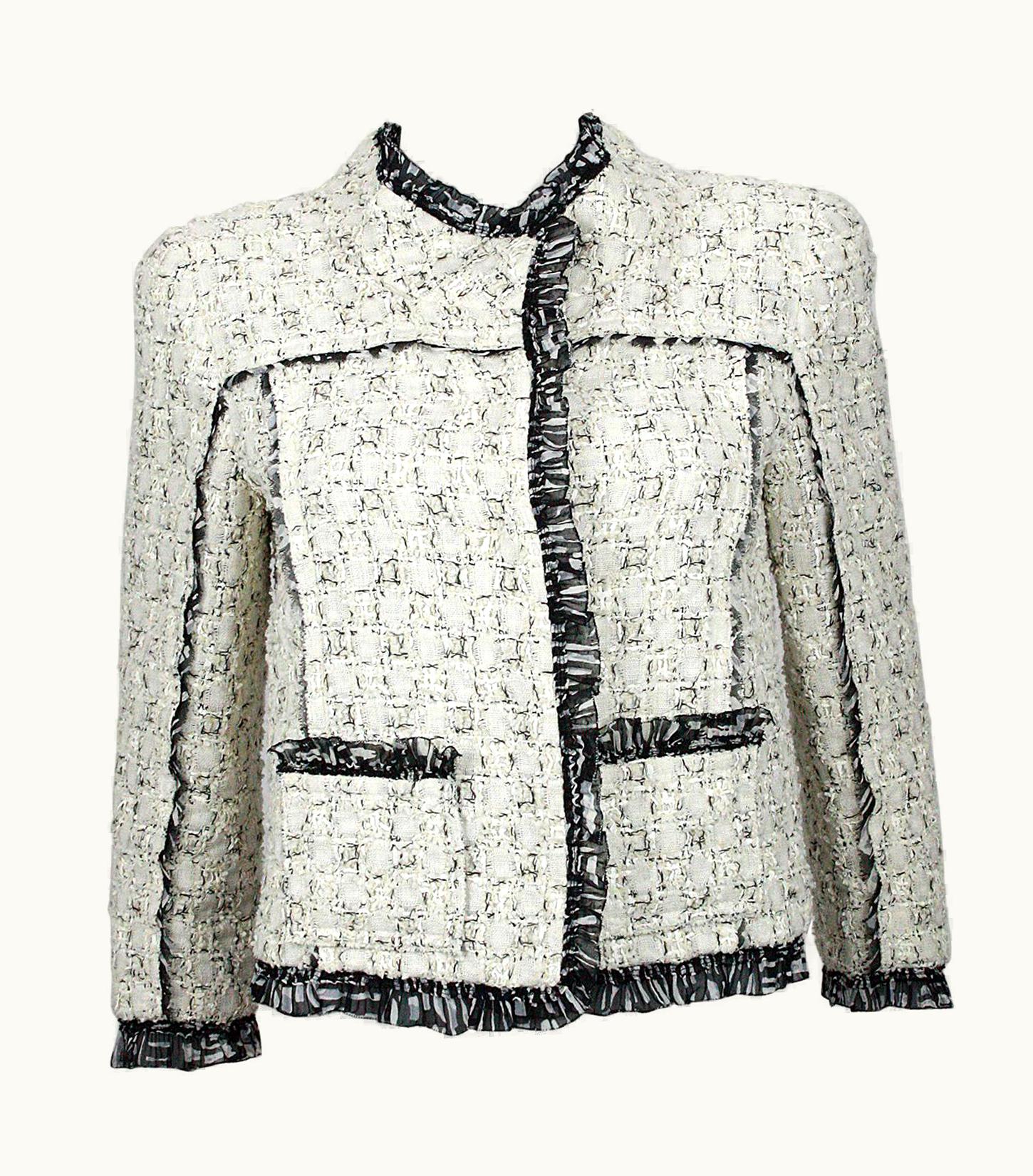 Oscar De La Renta Oscar De La Renta Black & White Crop Jacket