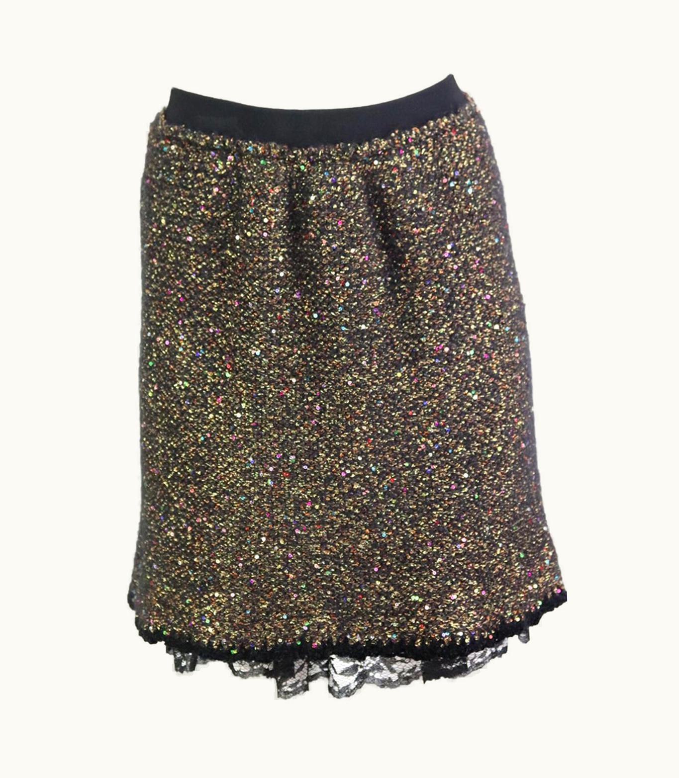 Oscar De La Renta Oscar De La Renta Metallic Knitted Skirt Medium