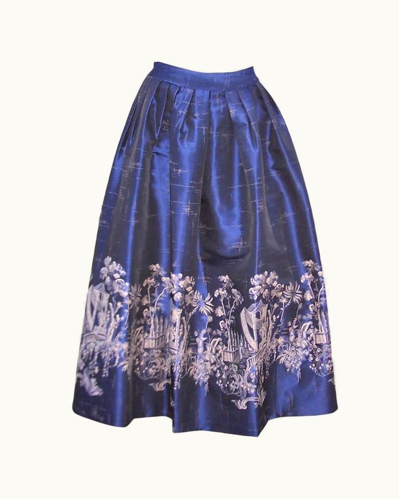 Oscar De La Renta Beautiful C.1990 Oscar De La Renta Chinoiserie Skirt