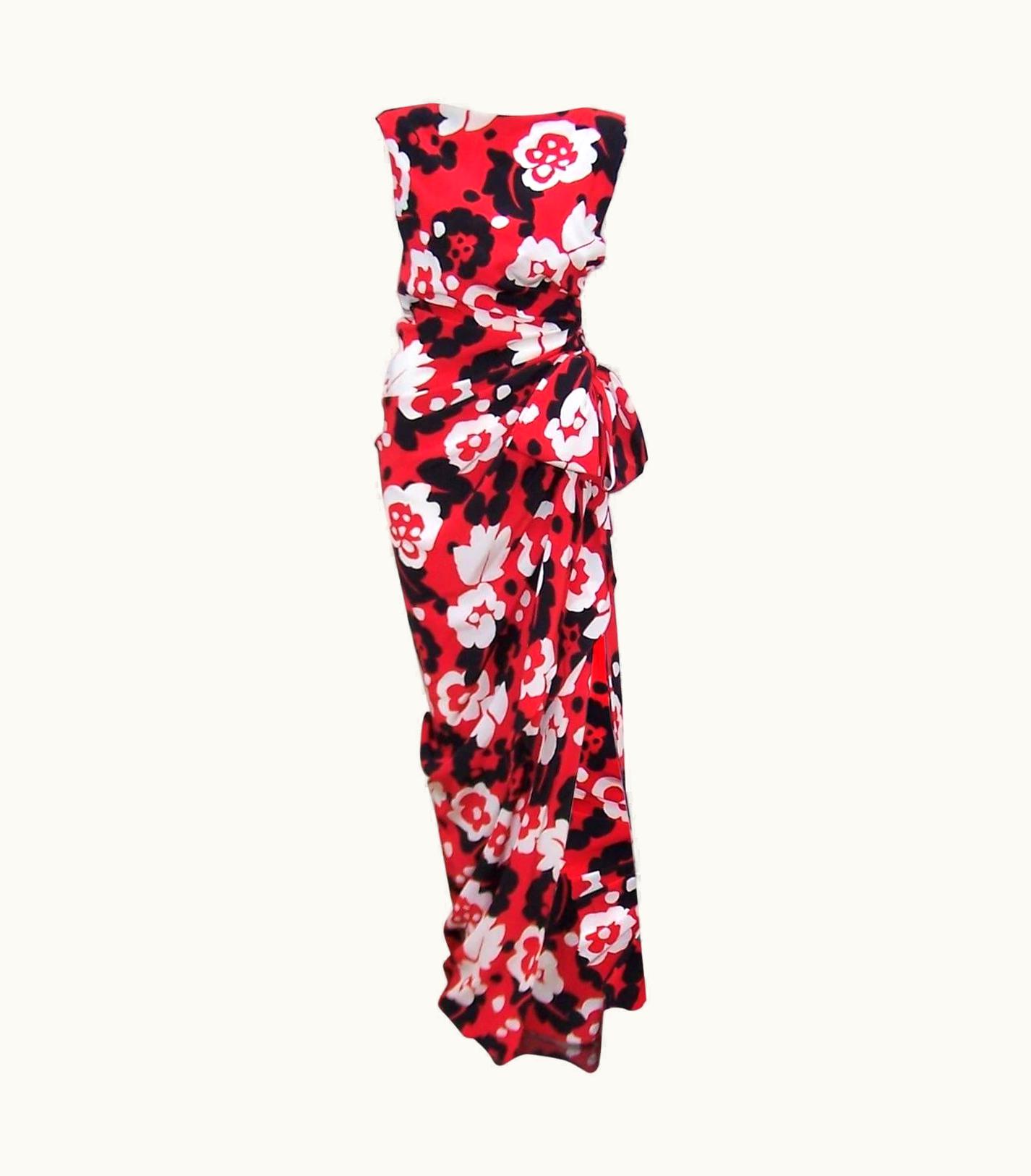 Oscar De La Renta 1990' Oscar De La Renta Tropical Silk Goddess Dress