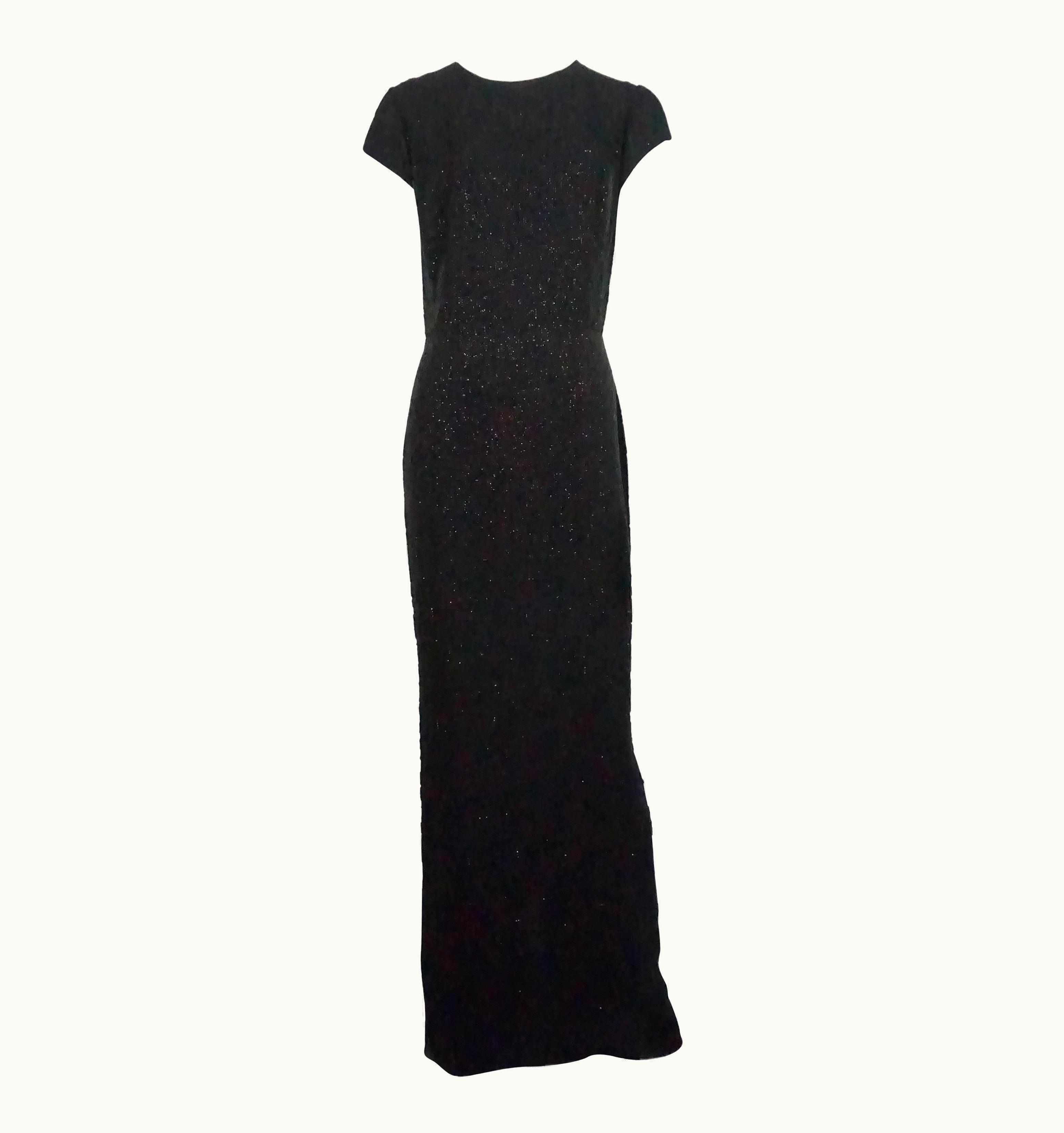 Oscar De La Renta Oscar De La Renta Black Silk Fully Beaded Gown