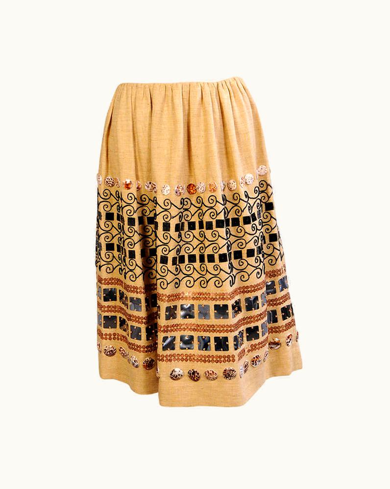 Oscar De La Renta Oscar De La Renta Resort 2006 Beaded & Embroidered Linen Skirt