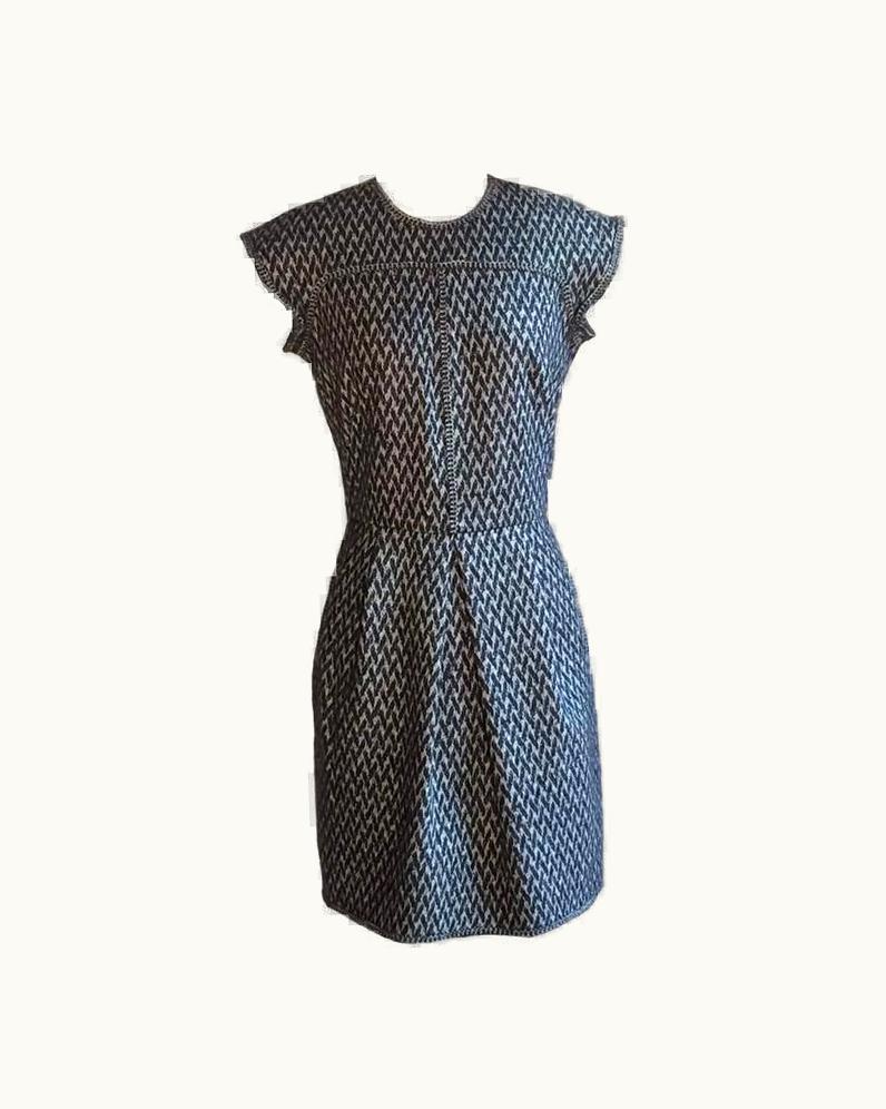 Oscar De La Renta Oscar De La Renta Grey And Black Print Fall 2007 Shift Dress