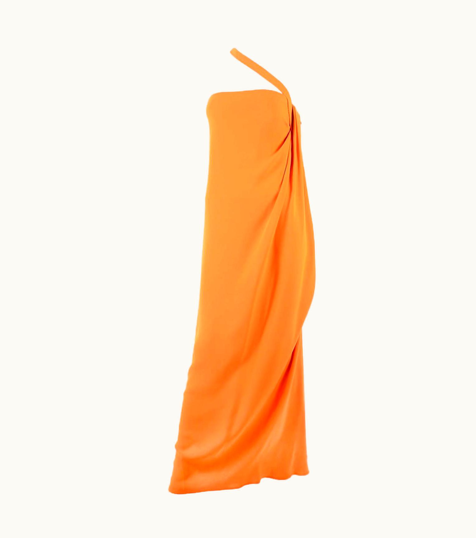 Oscar De La Renta Oscar De La Renta 2008 Orange Silk Jersey Grecian Style Dress W Asymmetric Strap