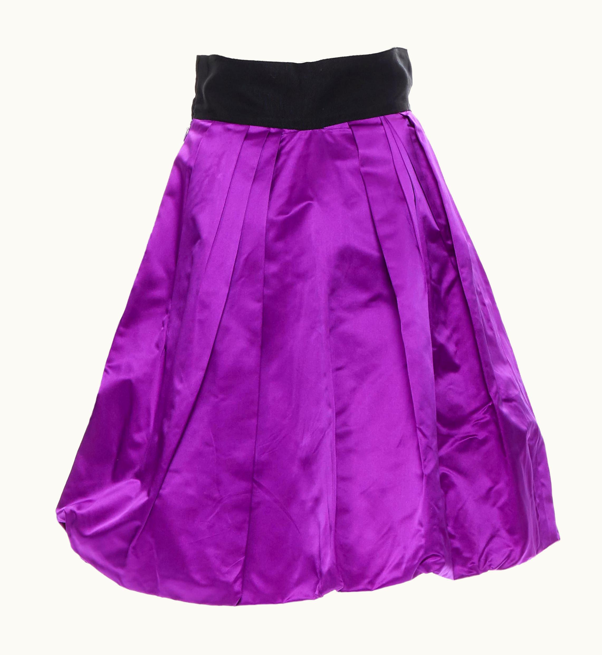 Oscar De La Renta Oscar De La Renta 2009 Purple Silk Pleated Bubble Flared Cocktail Skirt