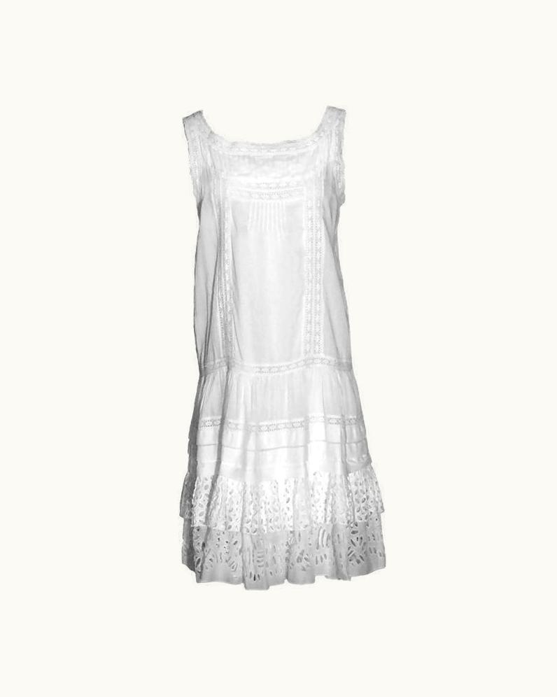 Oscar De La Renta Oscar De La Renta White Cotton Eyelet Lace Sun Dress, Spring 2010