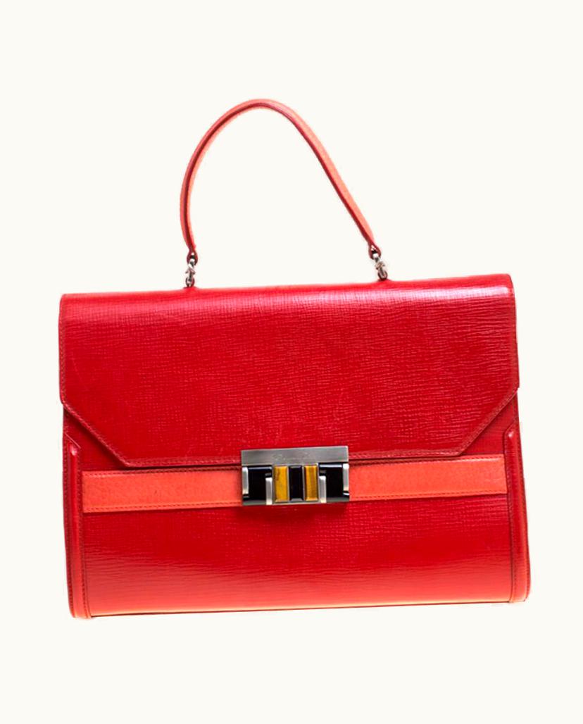 Oscar De La Renta Oscar De La Renta Red Leather Top Handle Bag