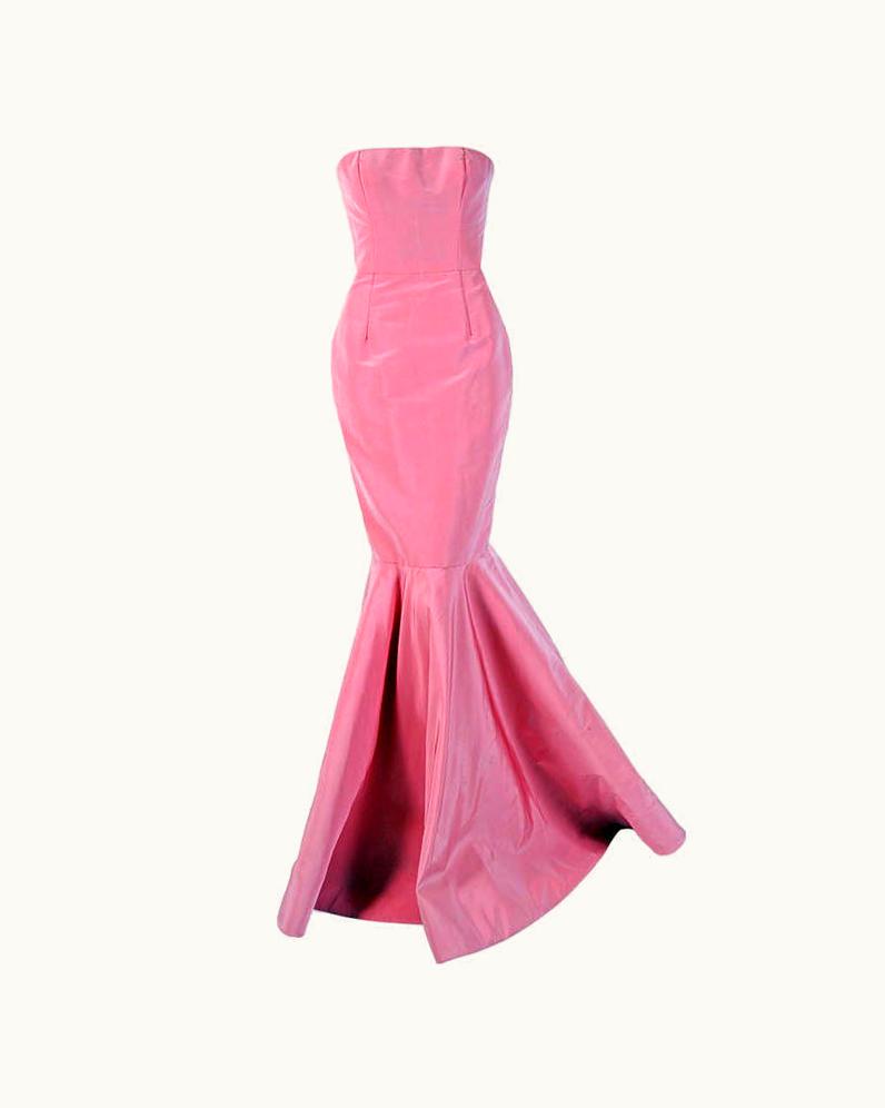 Oscar De La Renta 2011 Oscar De La Renta Pink Silk Strapless Hourglass Fishtail Mermaid Gown
