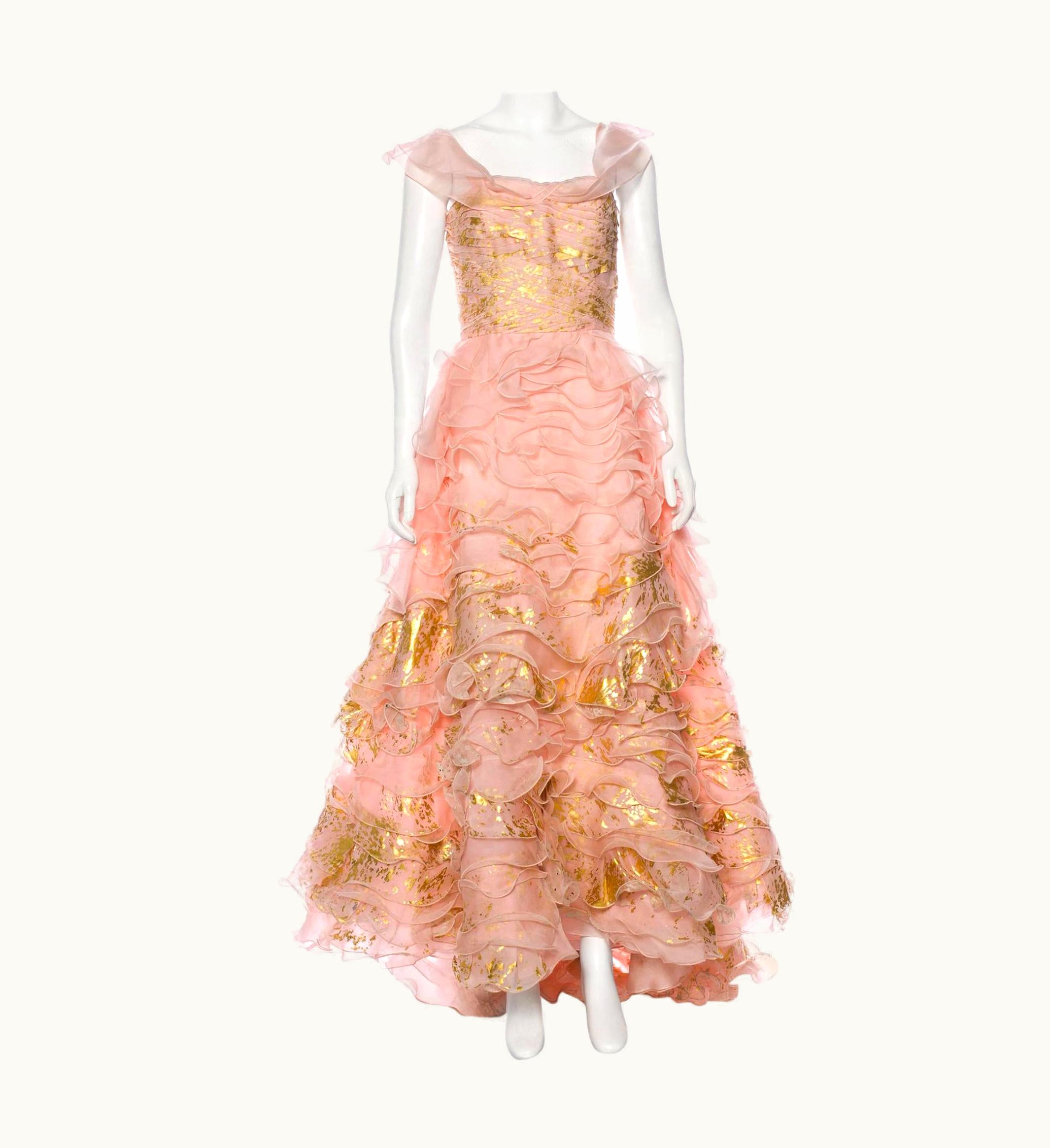 Oscar De La Renta Museum Oscar De La Renta S/S 2011 Collection Silk Gold Leaf Painted Dress
