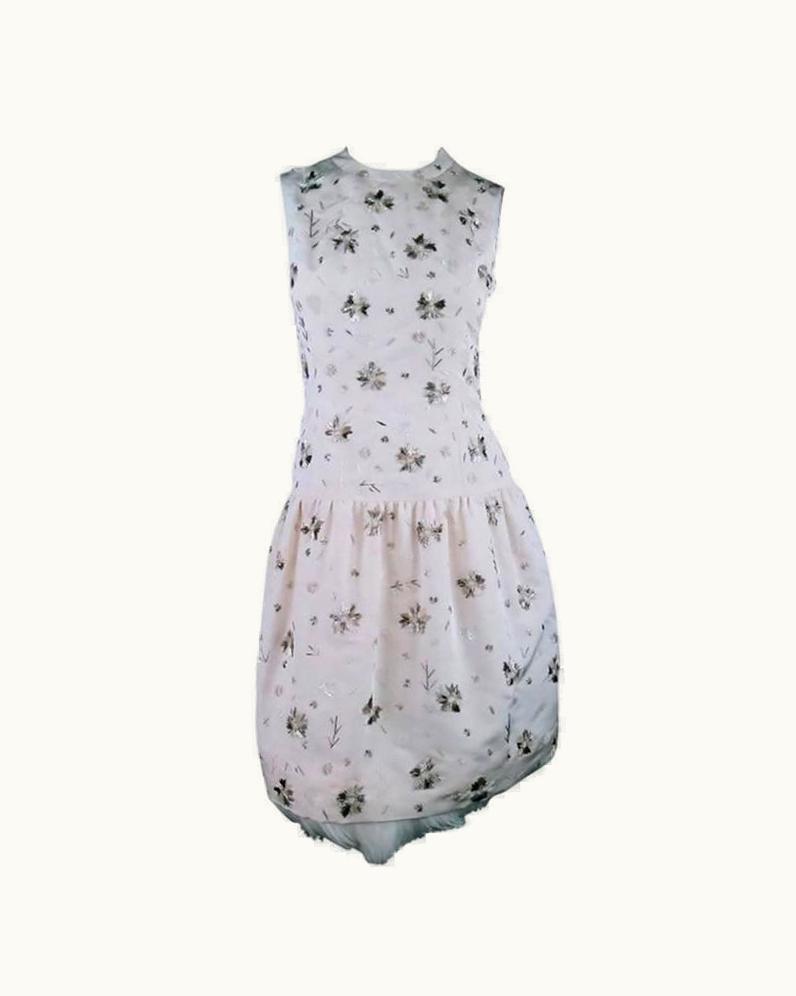 Oscar De La Renta 2012 Runway Oscar De La Renta Off White Silk Beaded Cocktail Dress