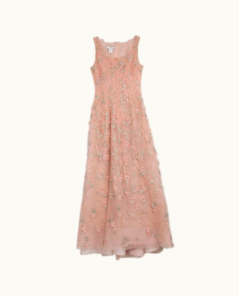 Oscar De La Renta Oscar De La Renta Pink Floral Embellished Evening Gown Spring 2013 UZ0605699