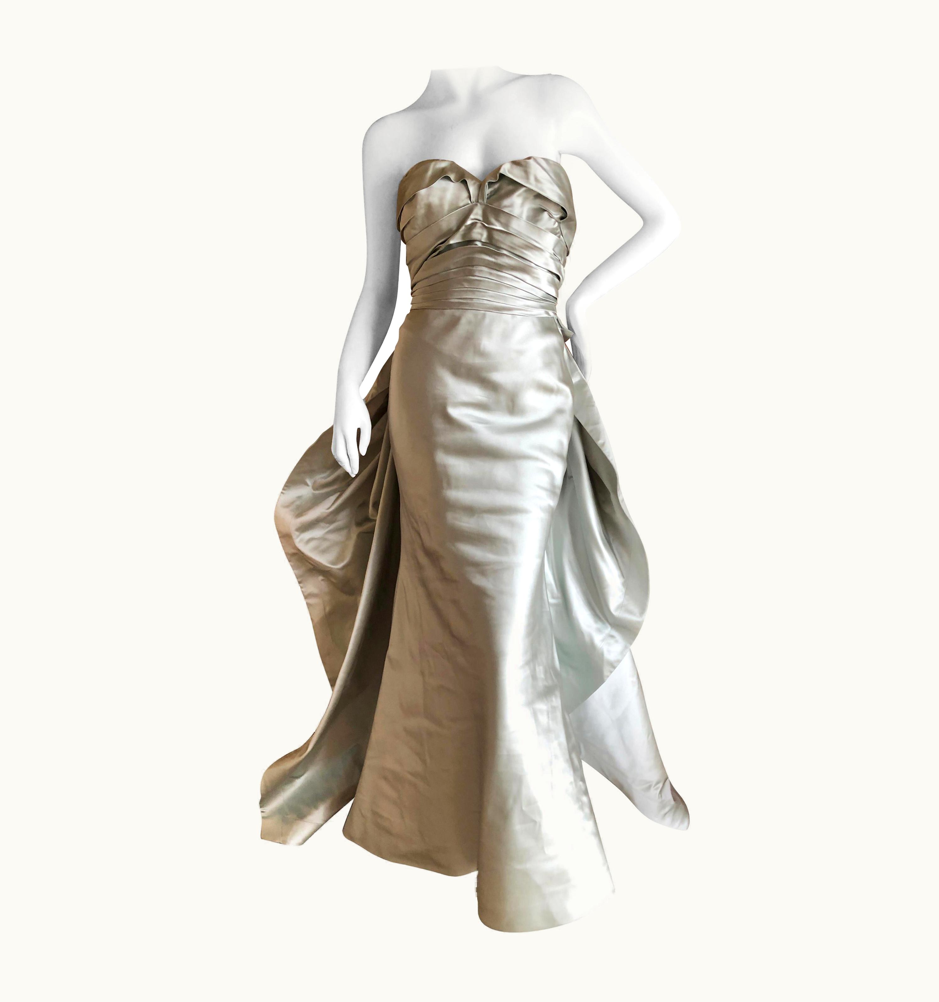 Oscar De La Renta Oscar De La Renta 2014 Met Ball Silver Strapless Ballgown Homage Charles James