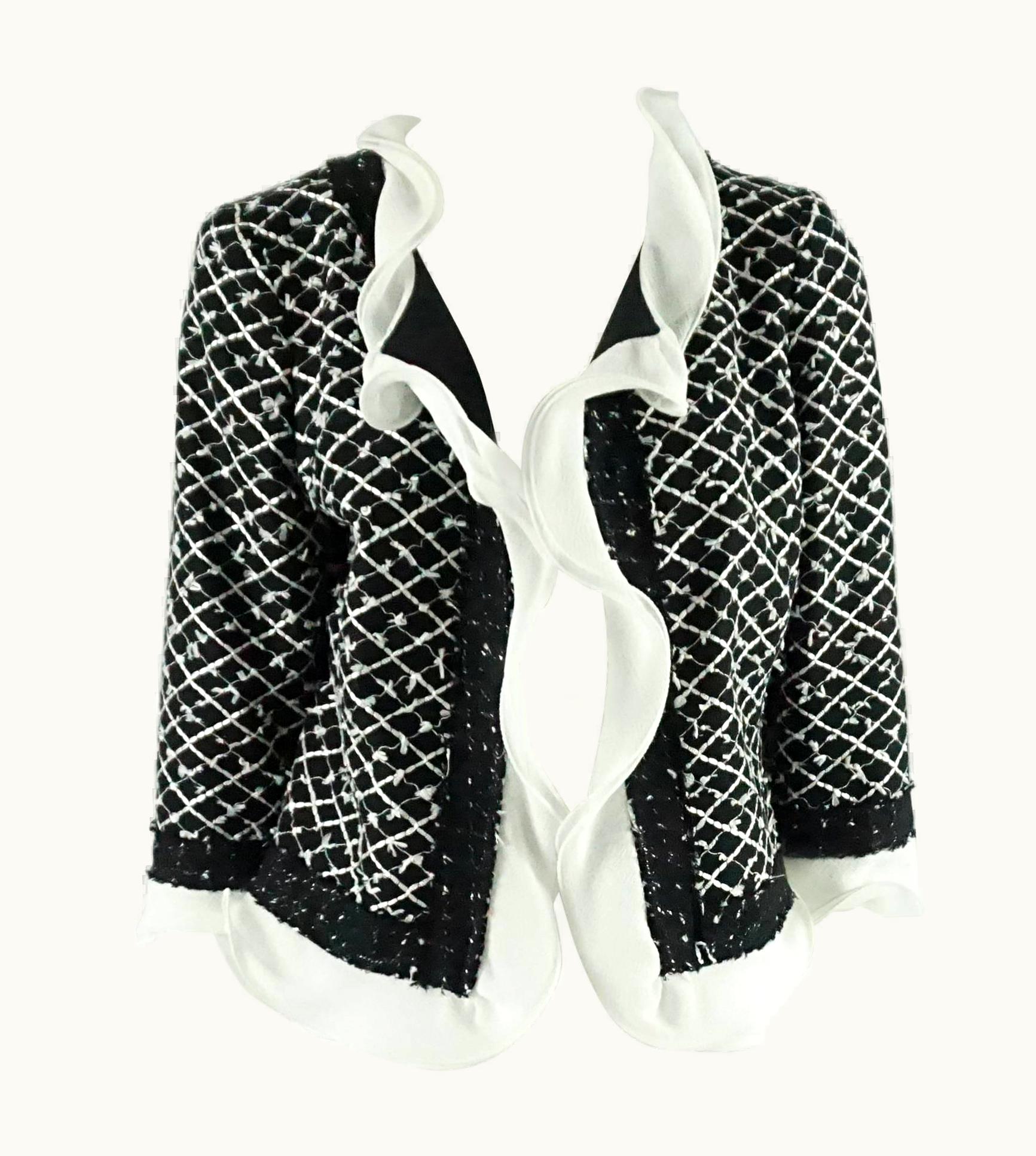 Oscar De La Renta Oscar De La Renta Black And White Tweed Jacket