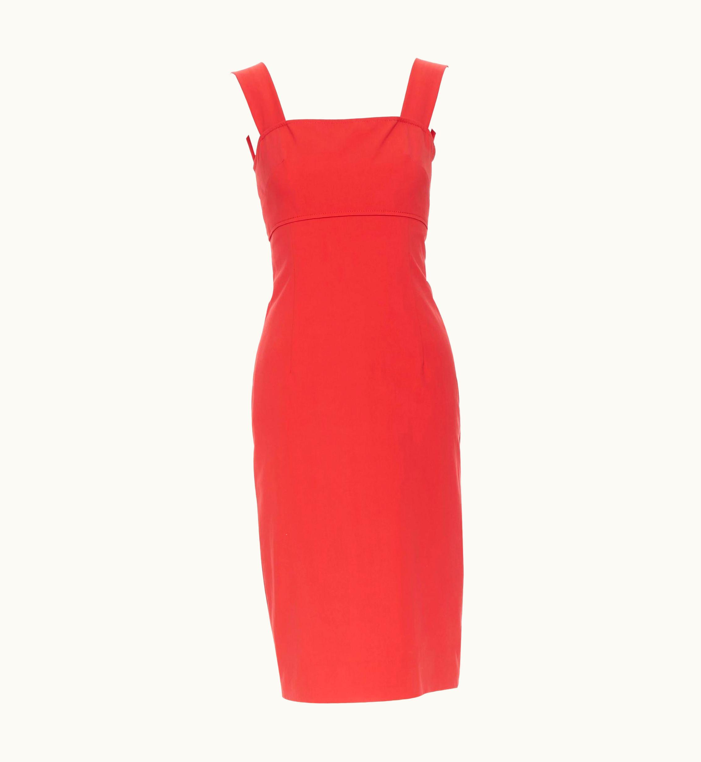 Oscar De La Renta Oscar De La Renta 2018 Red Cotton Angular Neckline Sheath Cocktail Dress