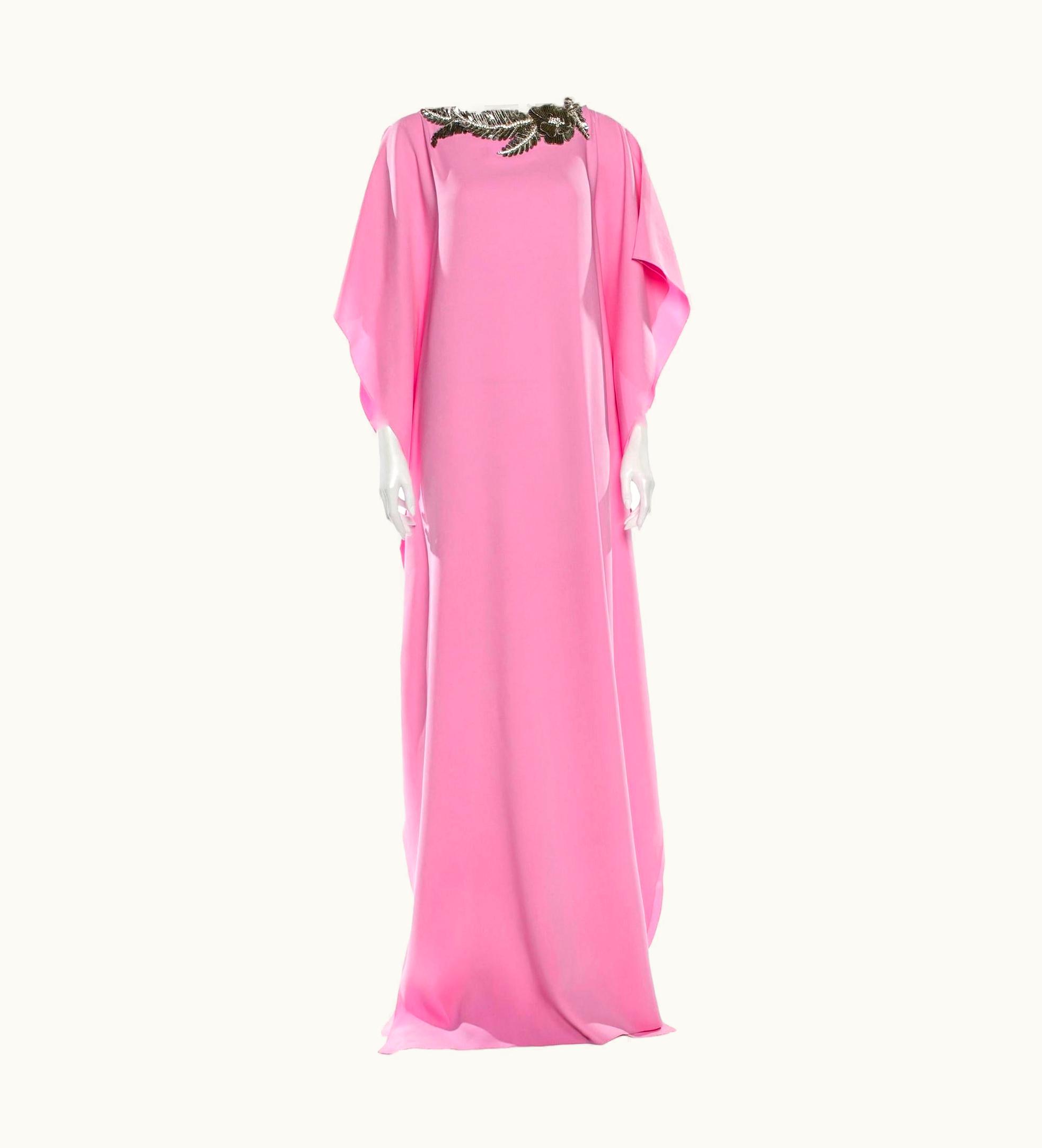 Oscar De La Renta Oscar De La Renta 2020 Pink Silk Jeweled Caftan Kaftan Dress $4090 W Tags