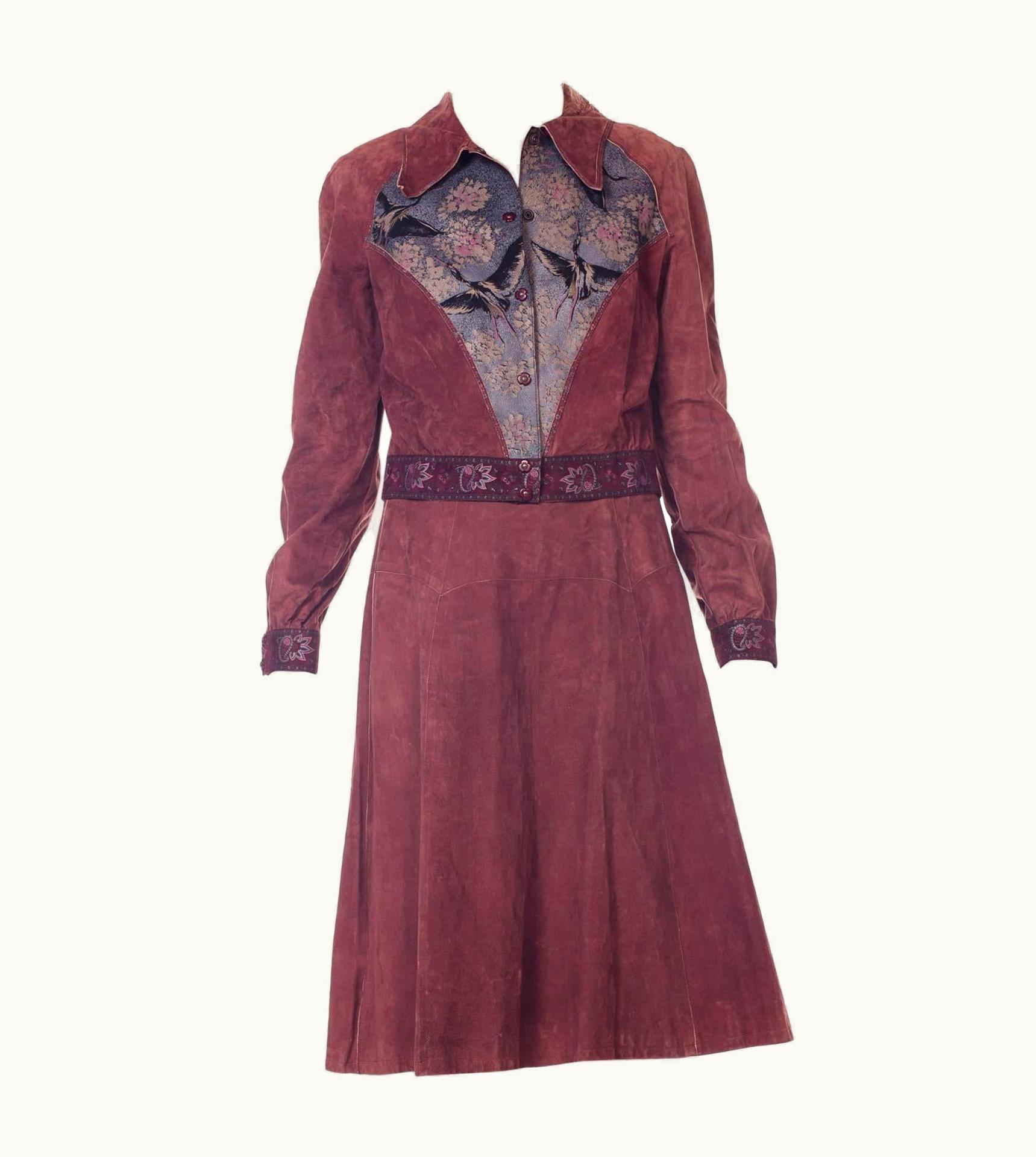 Roberto Cavalli Roberto Cavalli Printed Suede Skirt And Jacket Set, 1970s