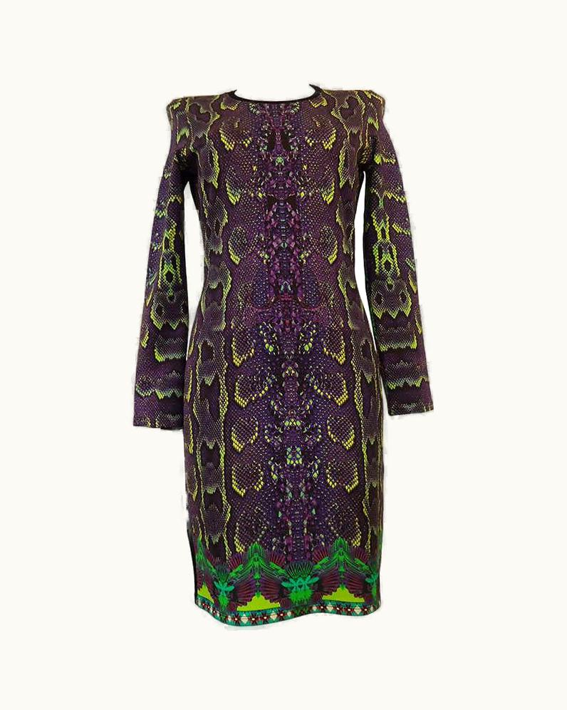 Roberto Cavalli Roberto Cavalli Multicolored Printed Python Dress