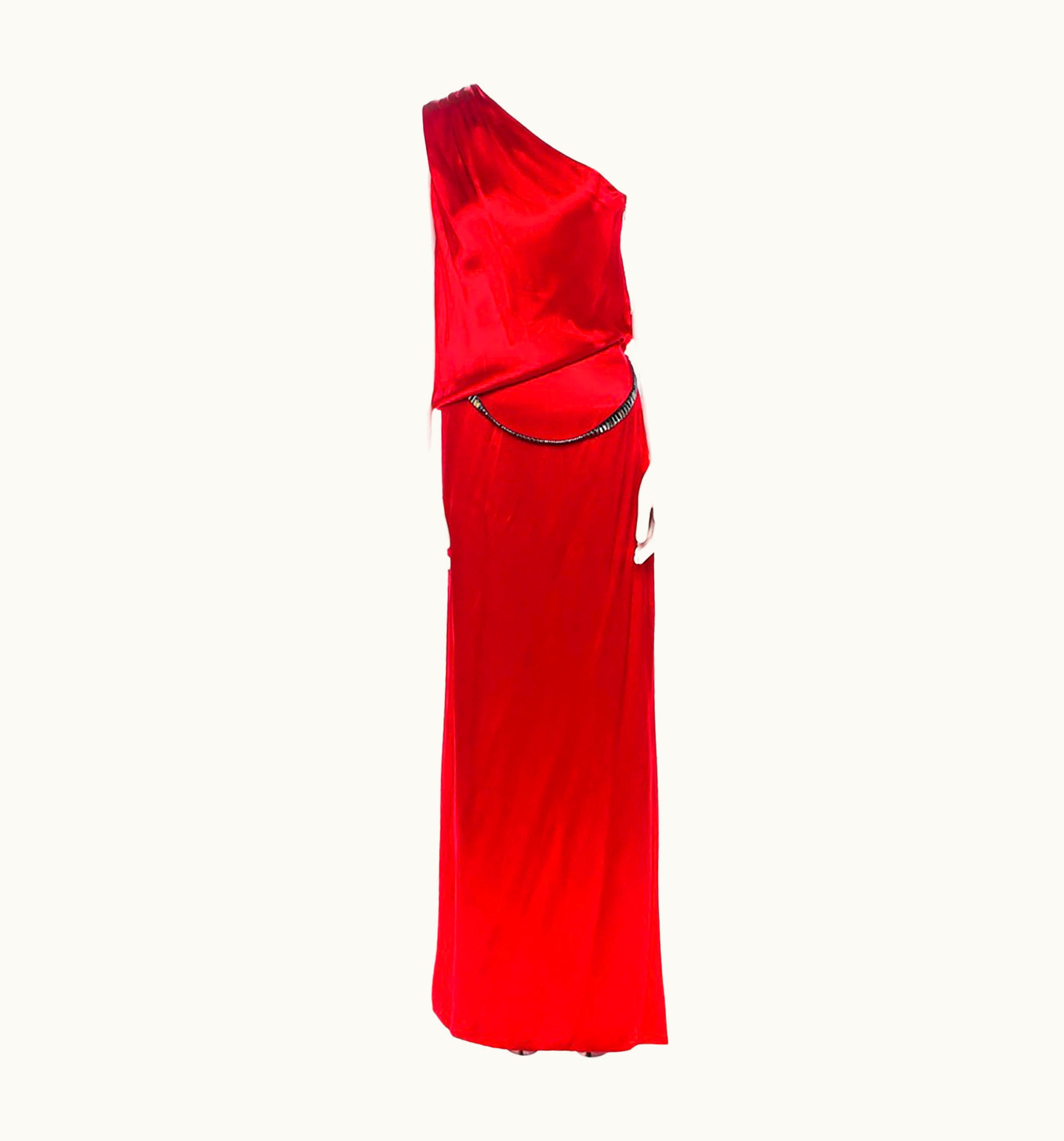 Roberto Cavalli Roberto Cavalli Red One Shoulder Evening Gown