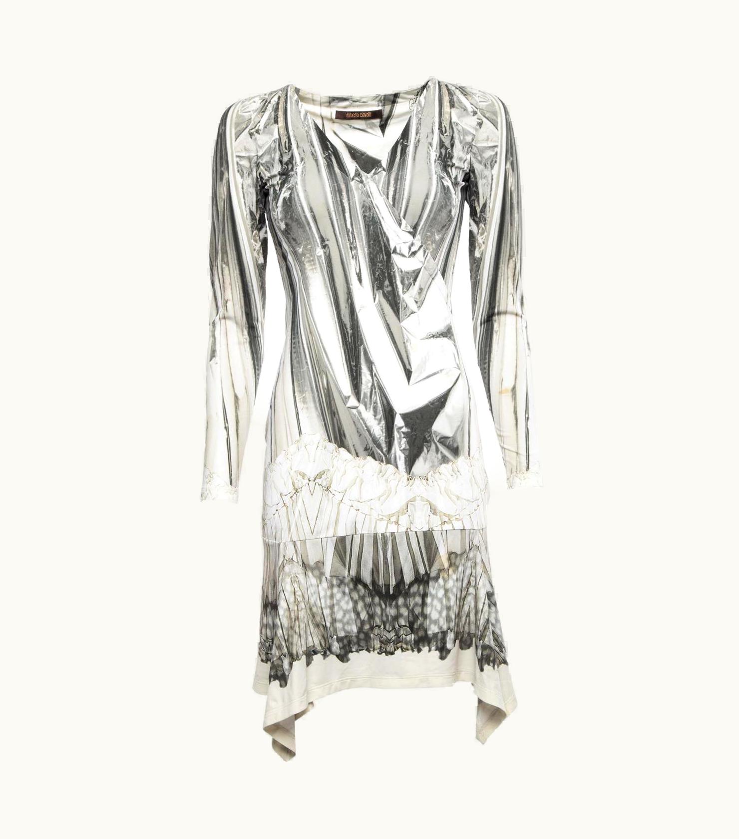 Roberto Cavalli Roberto Cavalli Women' Printed Flared Dress Grey