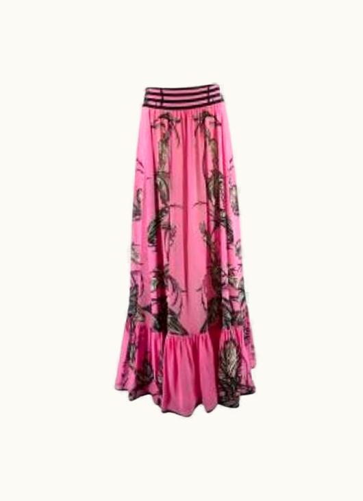 Roberto Cavalli Roberto Cavalli Pink Floral Tiered Maxi Skirt UZ0605836
