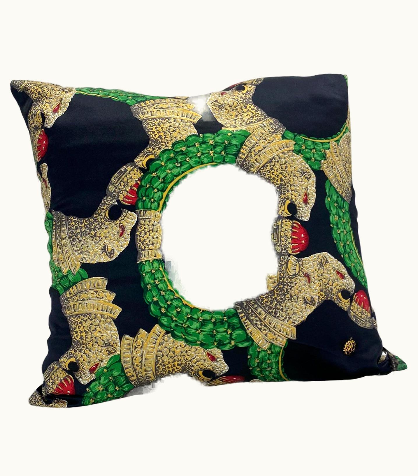 Roberto Cavalli Roberto Cavalli Black Printed Silk Decorative Pillow